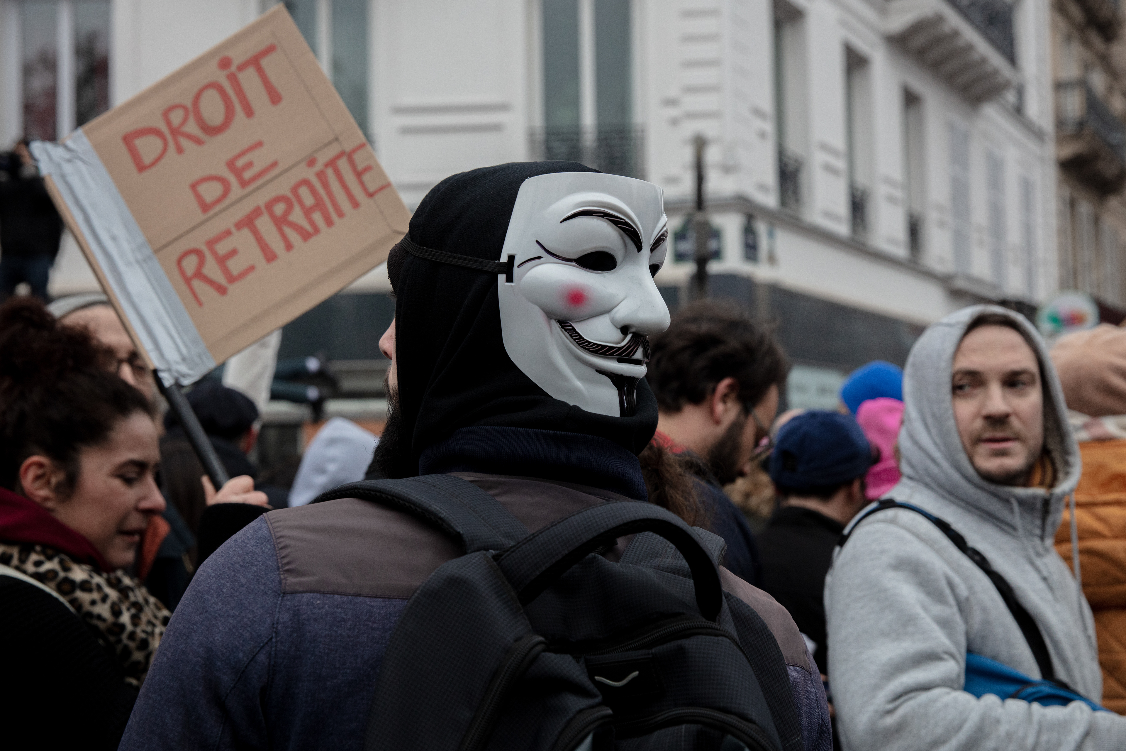 A demonstrator in the protest against the pension reforms in Paris, France, January 19th 2023.