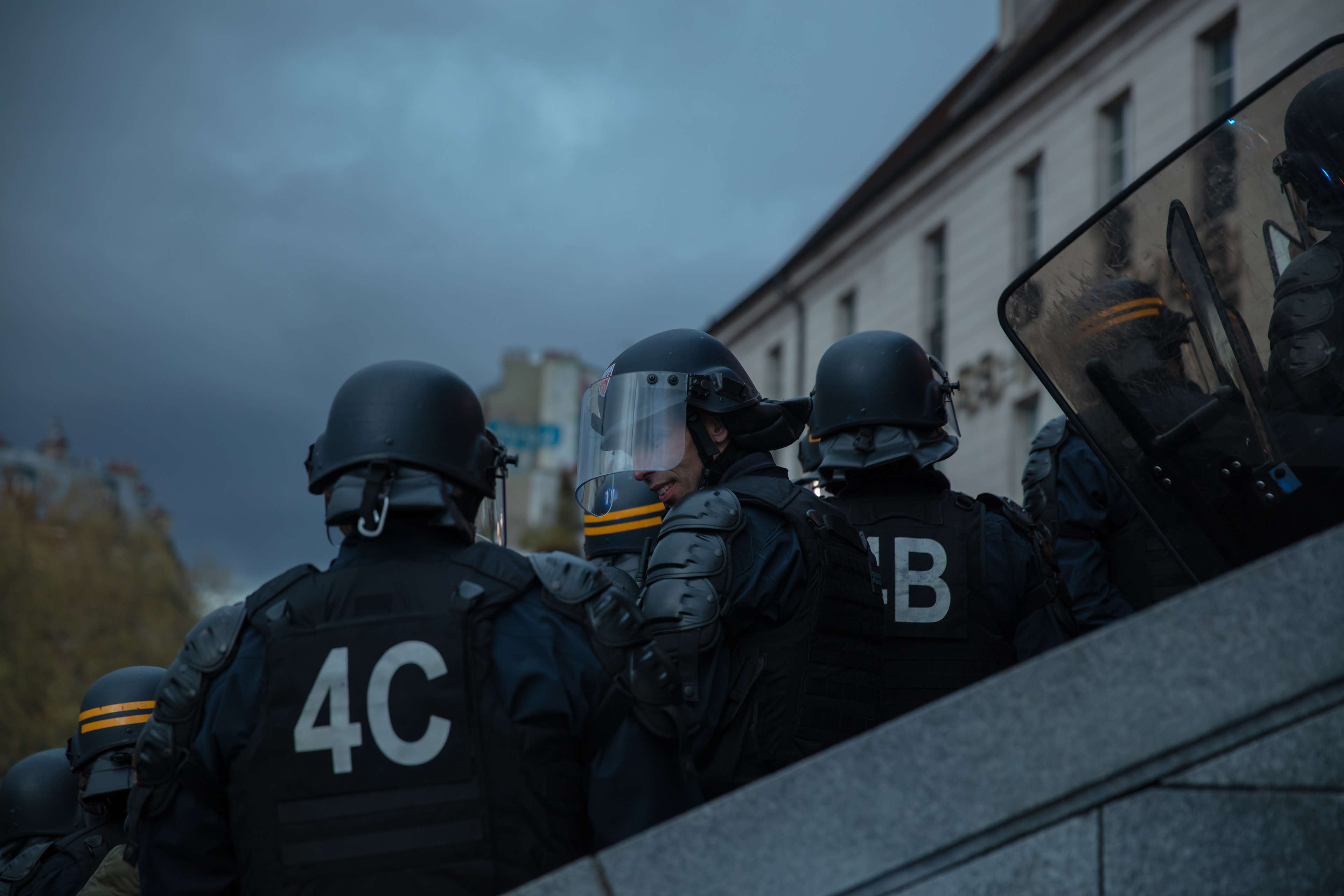 Policemen gathers outside Opéra Bastille, Paris, France on April 13th, 2022.