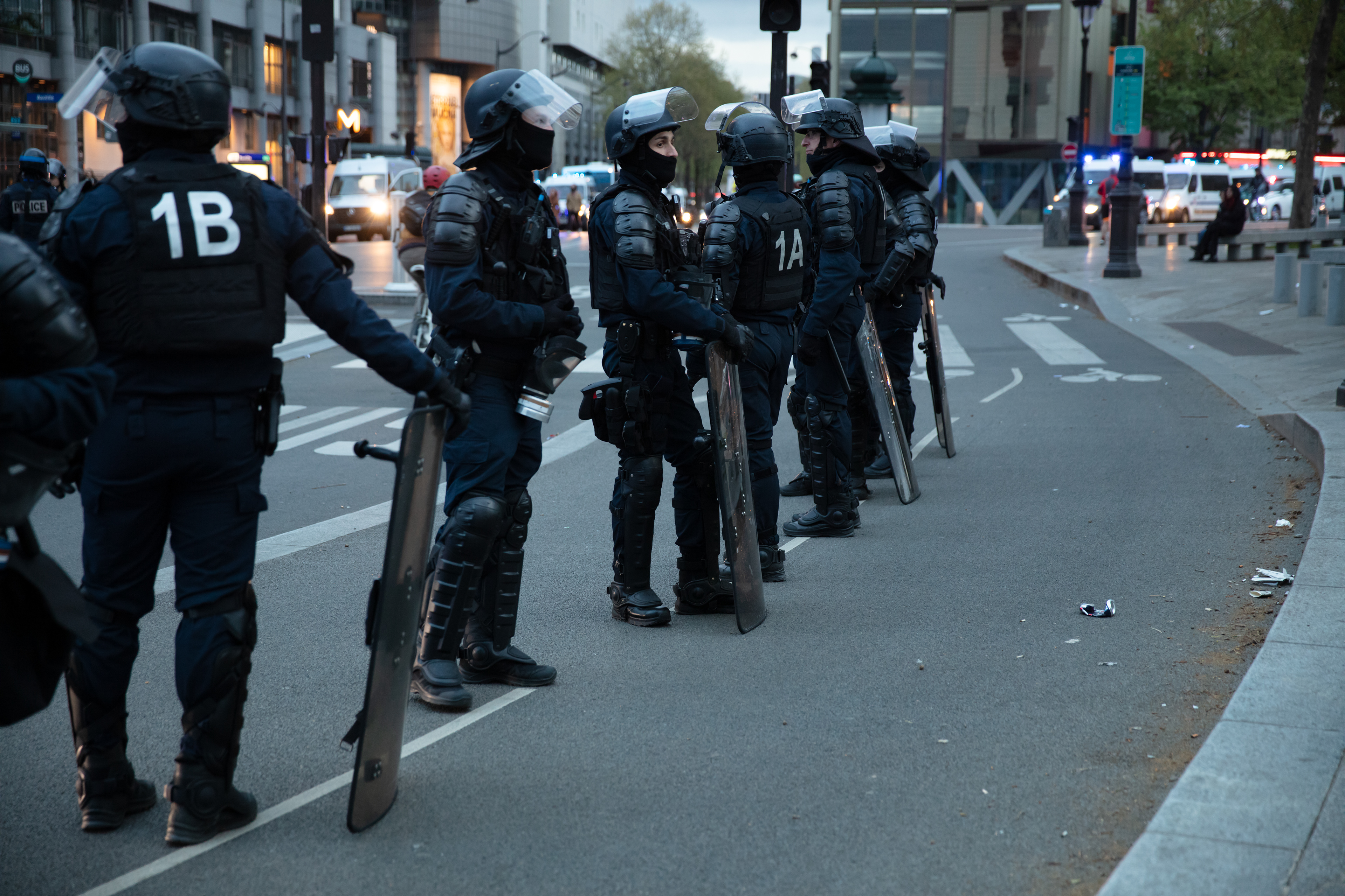 Police gathering at the Opéra Bastille, Paris, France, on April 13th 2023.