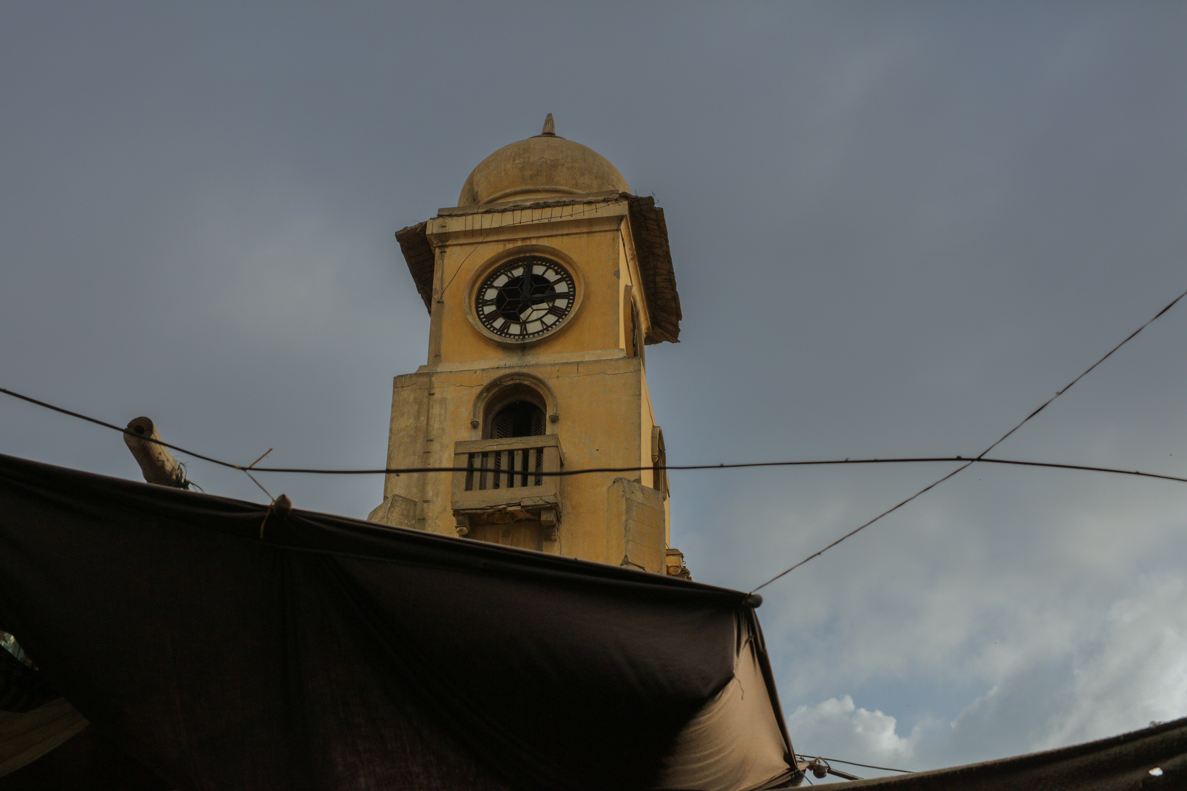 Clock tower of Lee Market, Karachi, Pakistan, December 25th 2021.
