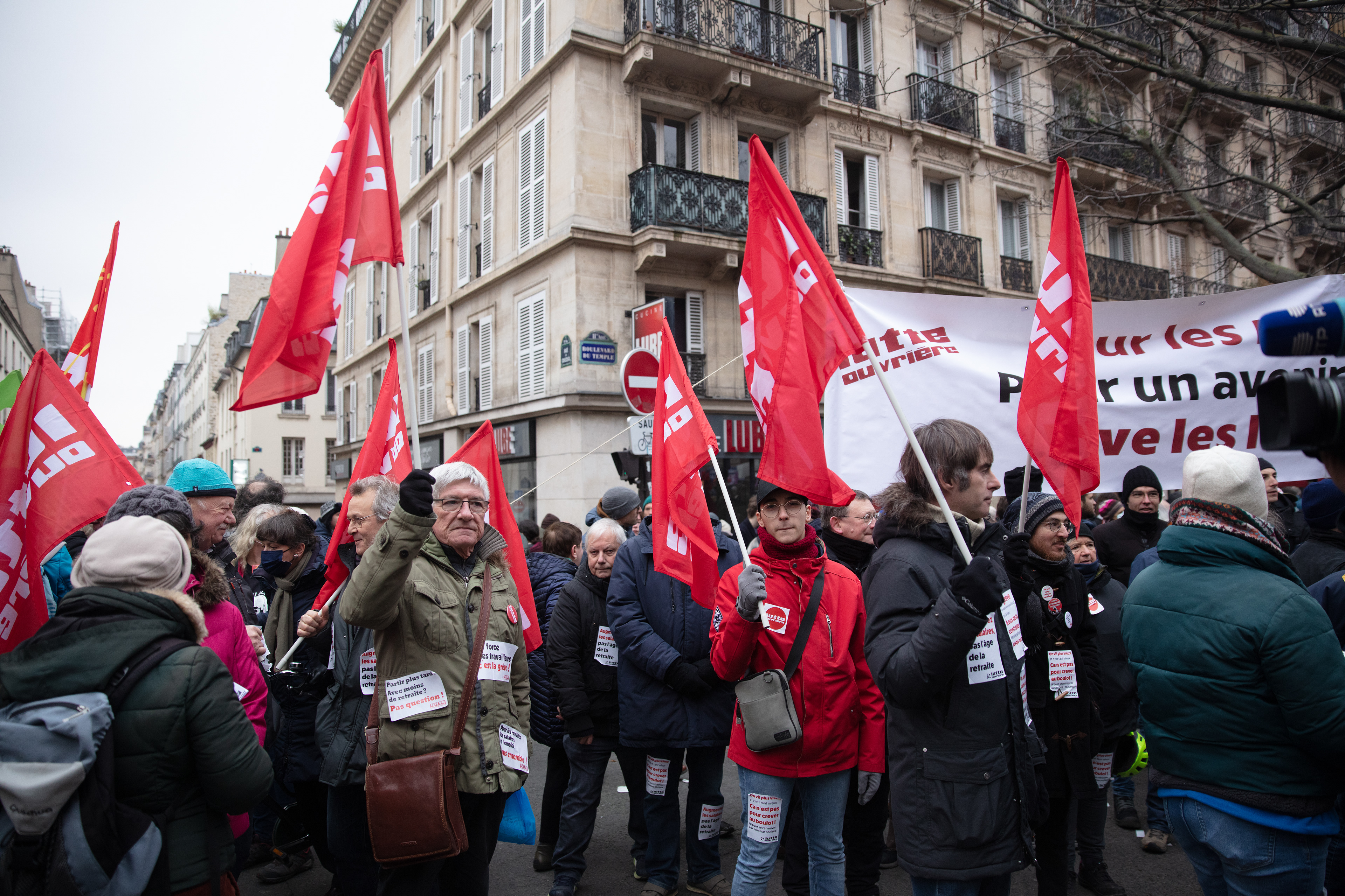 Protesters at the demonstration, in Paris, France, January 19th 2023.