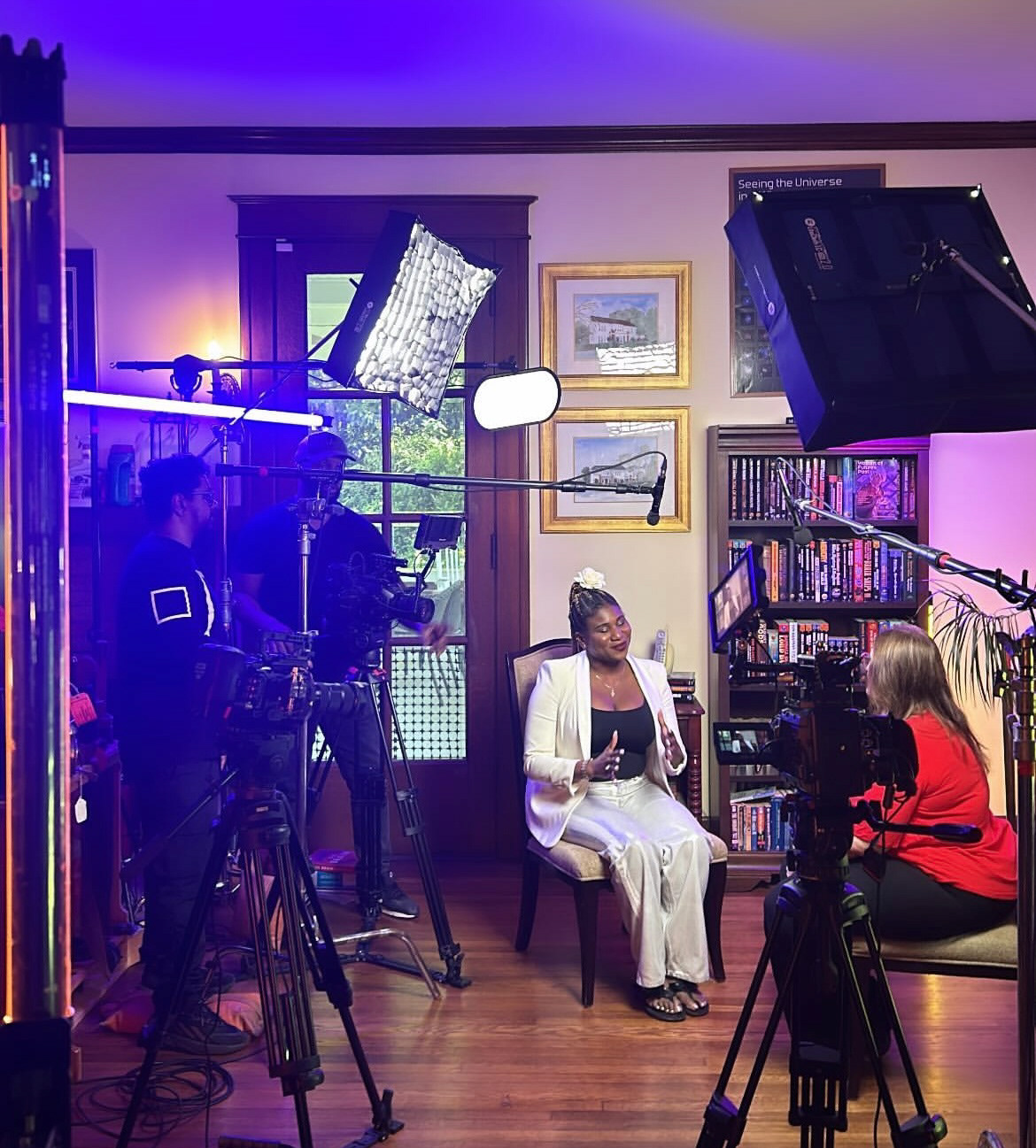 BTS shot of my PBS short-sci fi doc JUDY-LYNN DEL-REY: THE GALAXY GAL (2024)