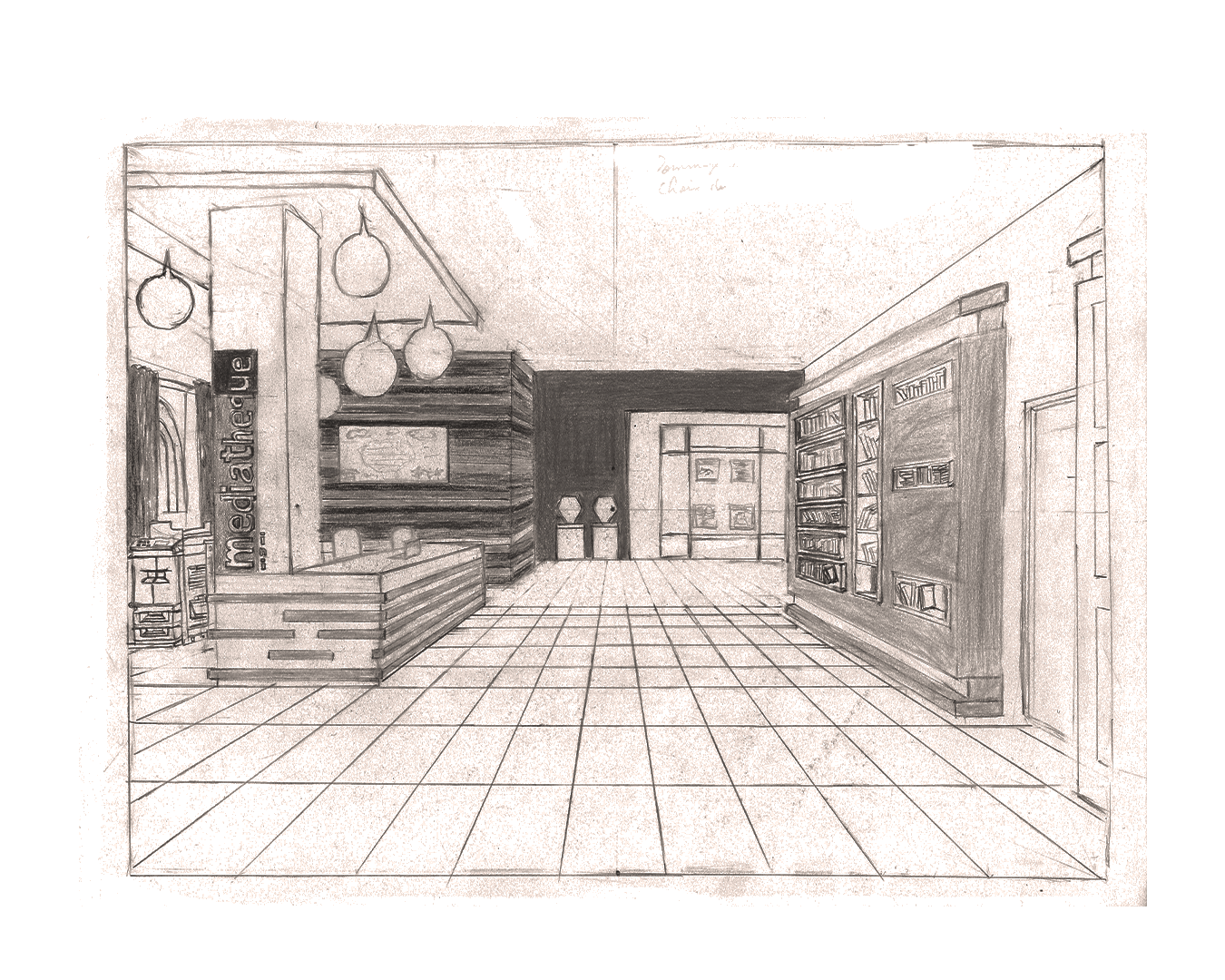 Croquis d'imagination apportant une nouvelle fonction à ma salle de cours
