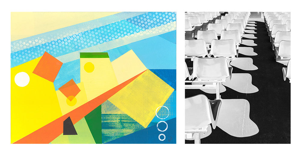 Showing an example of art on the left and photography on the right