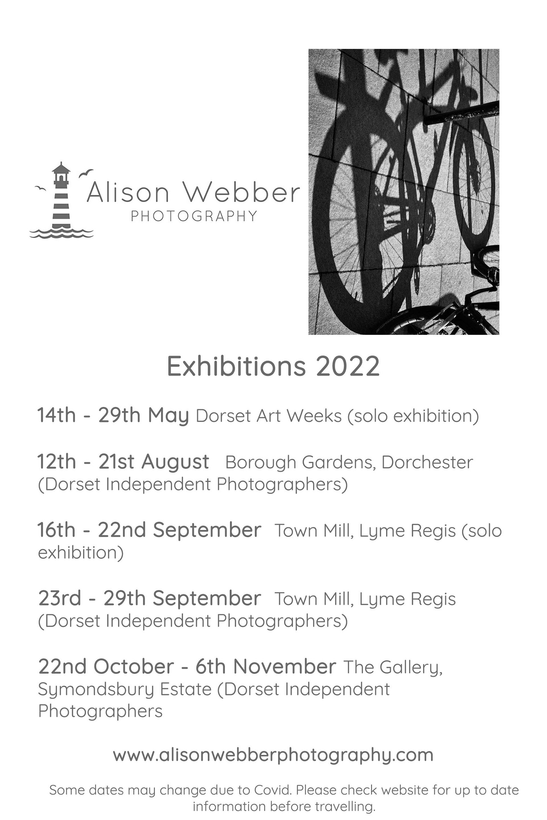 Poster for exhibitions with dates and locations