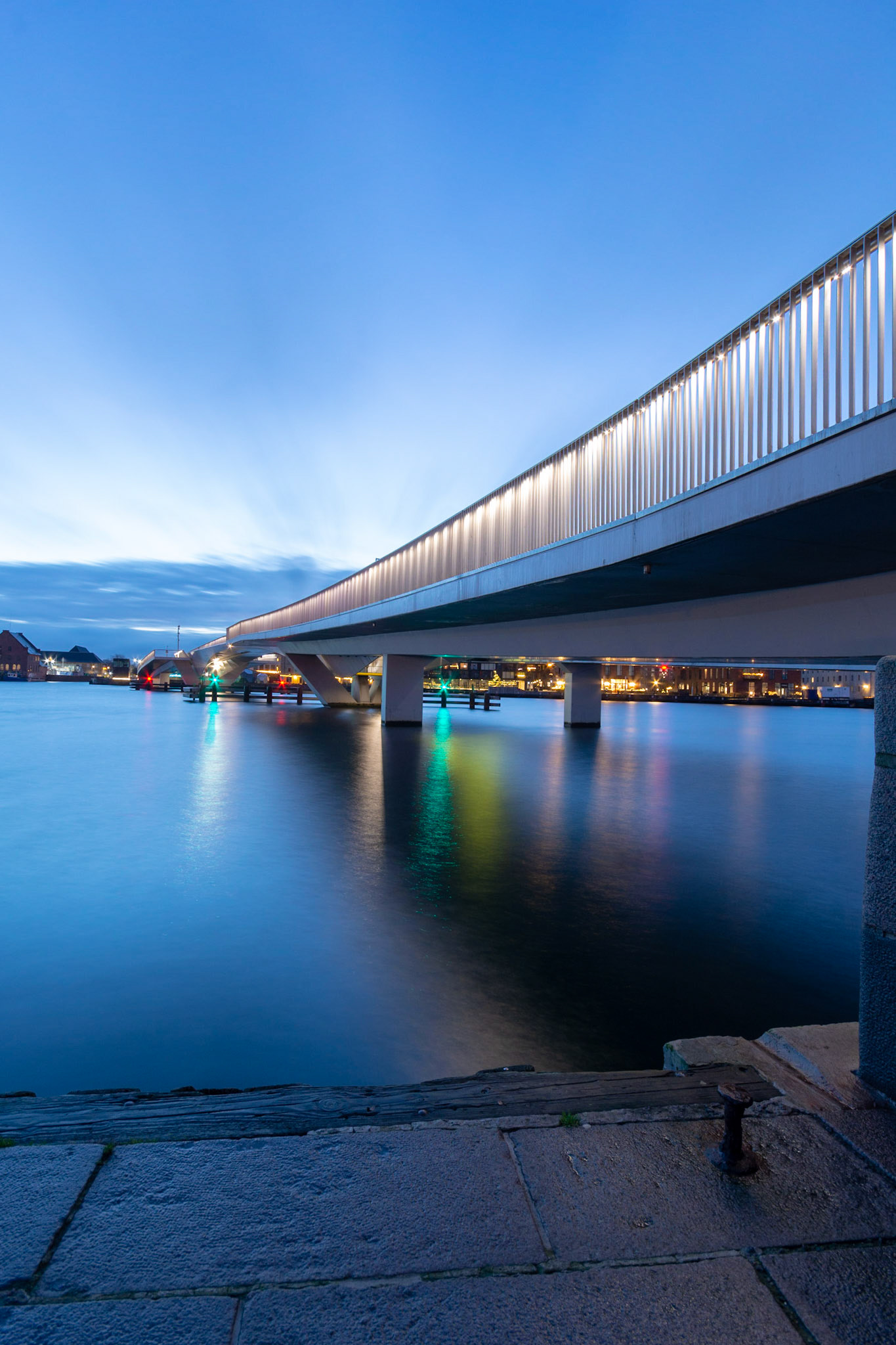 The small walking bridge during blue hour