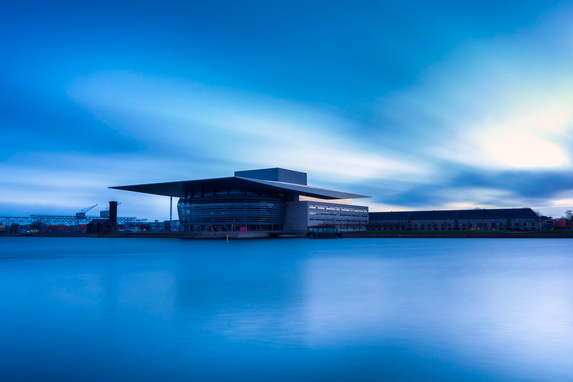 Long exposure of opera house during blue hour