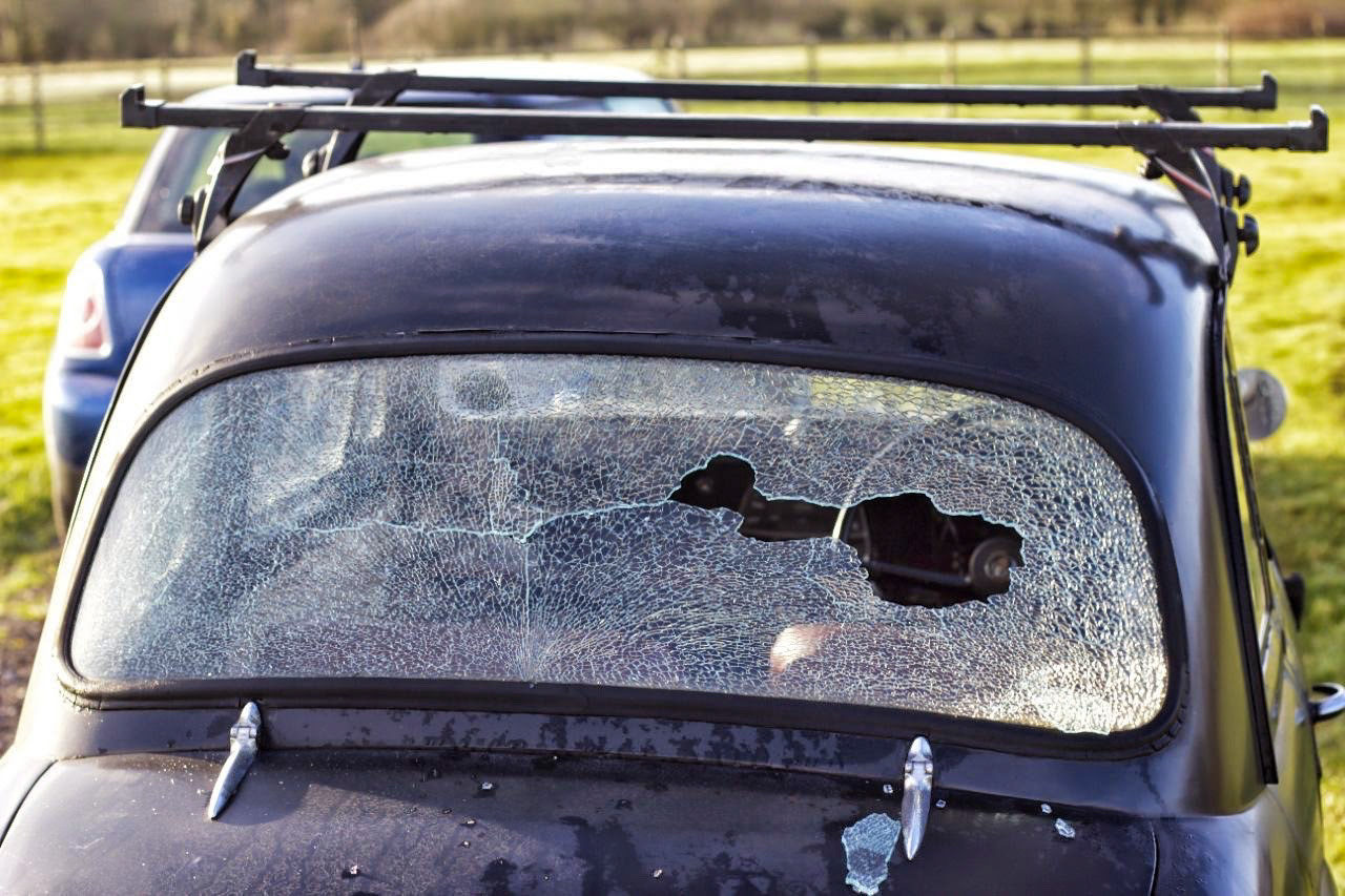 Smashed rear window