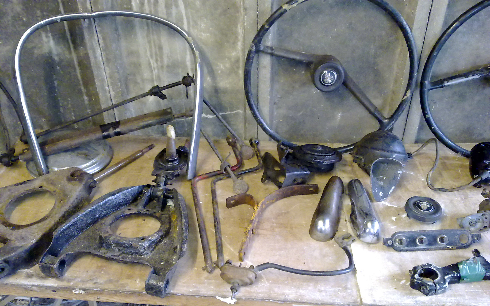 Spare Austin parts in the garage