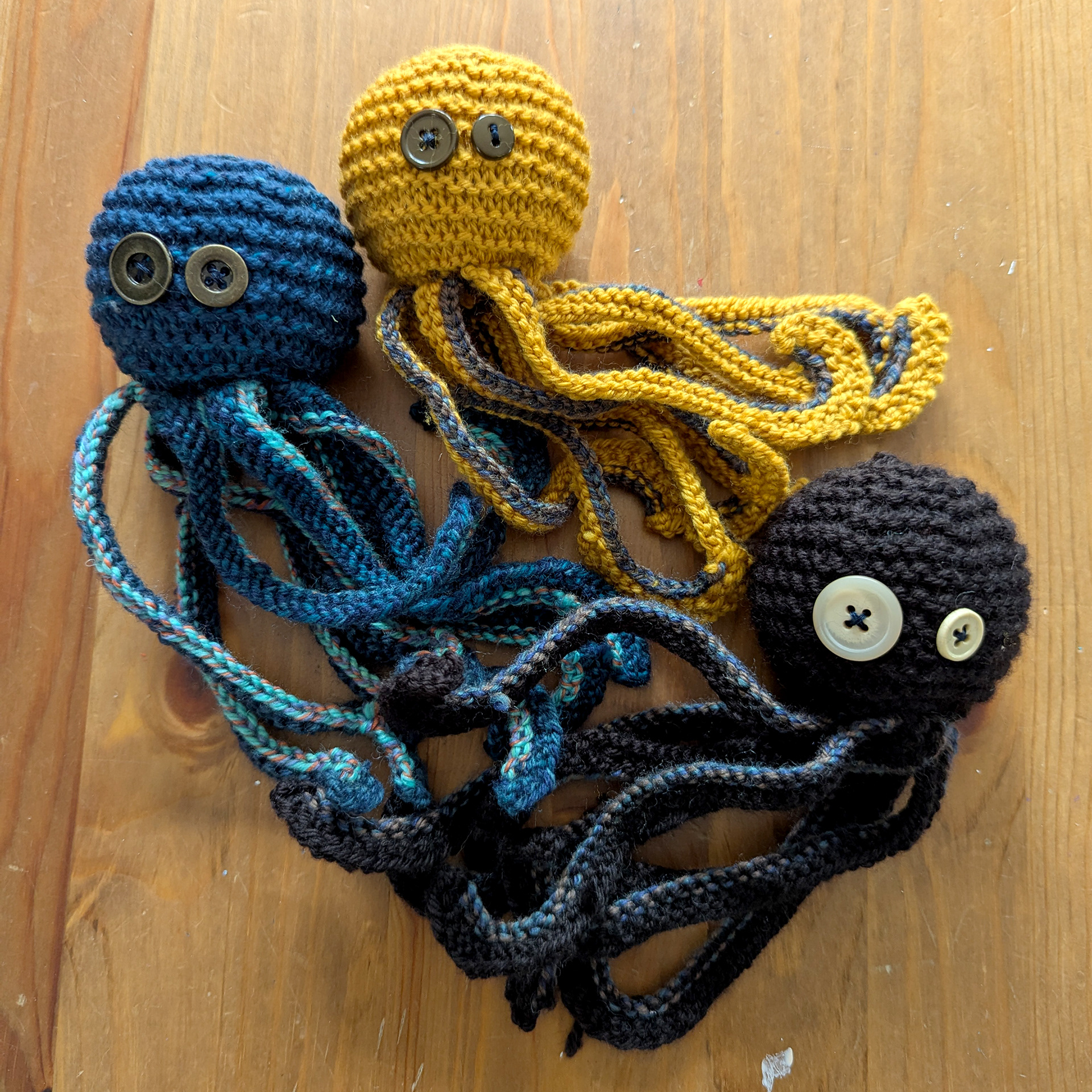 Hand knit octopuses 