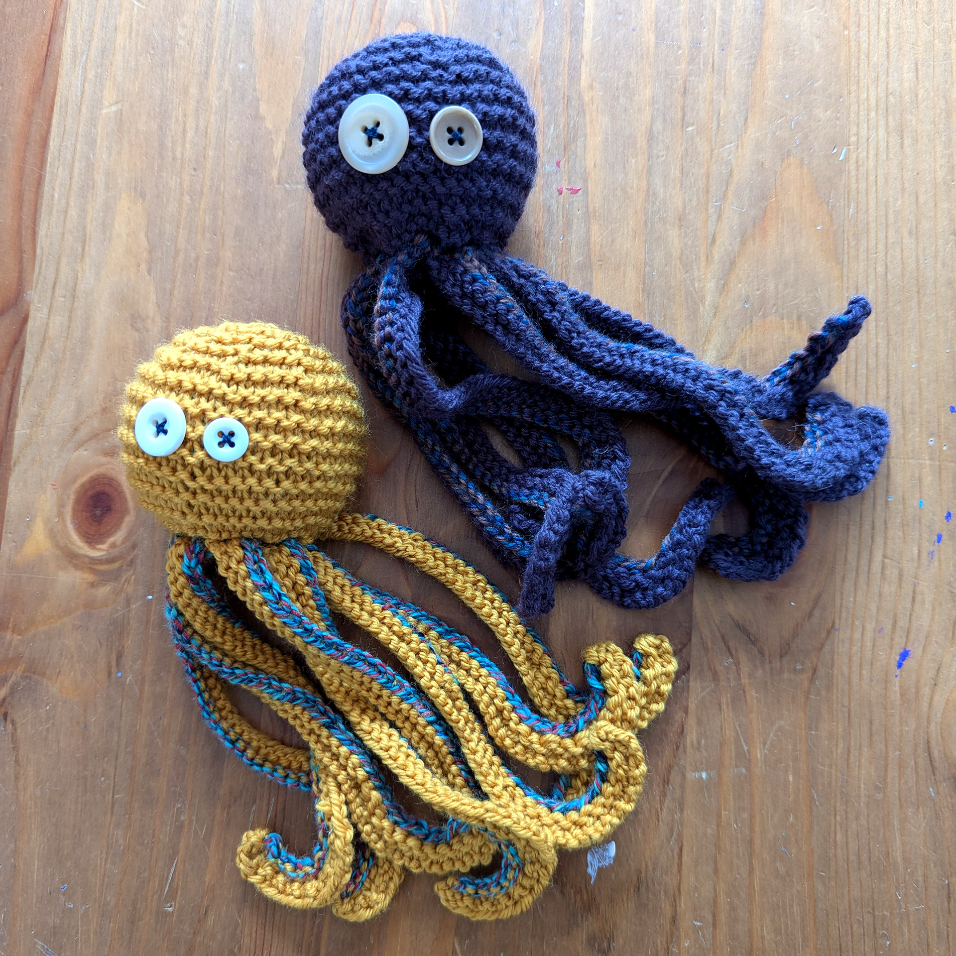 Hand knit octopuses 