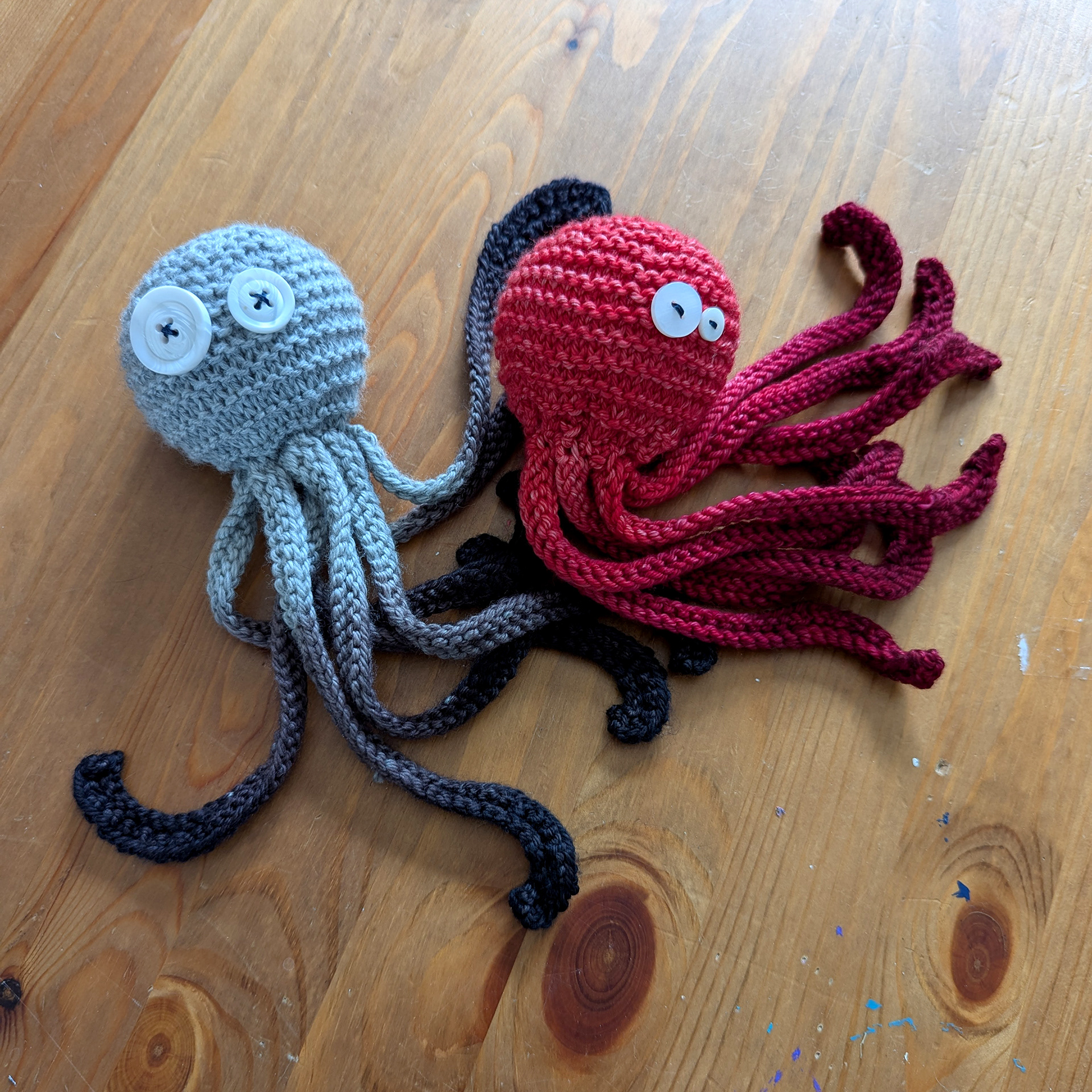 Hand knit octopuses 