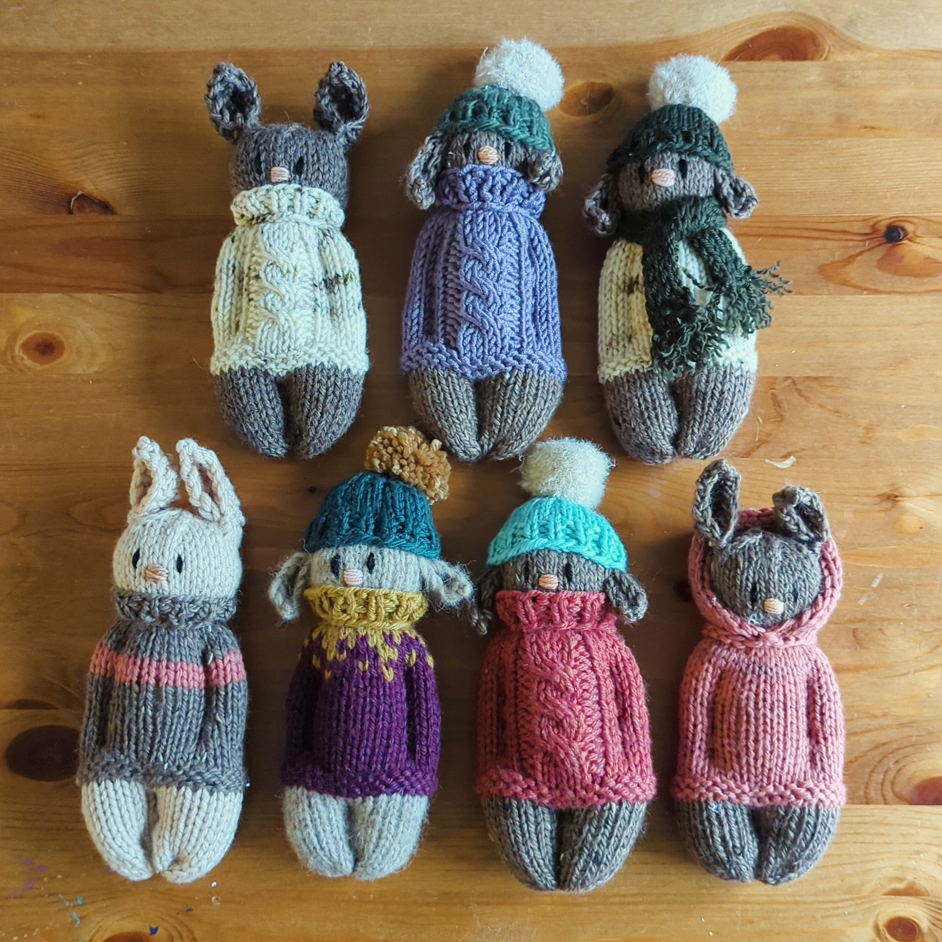 Various Knitted Bunnies