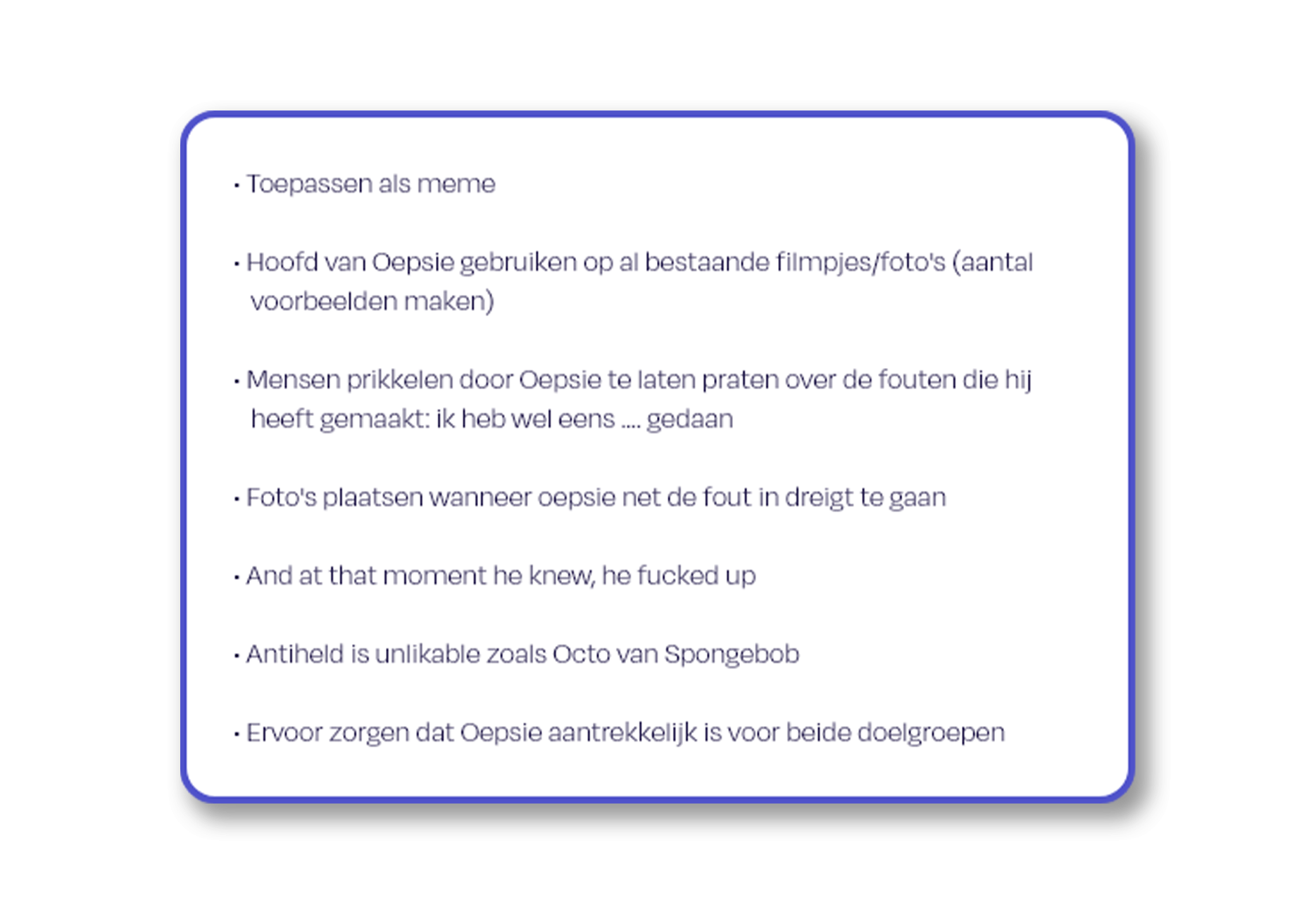 Ideation - Doorontwikkeling karakter/mascotte