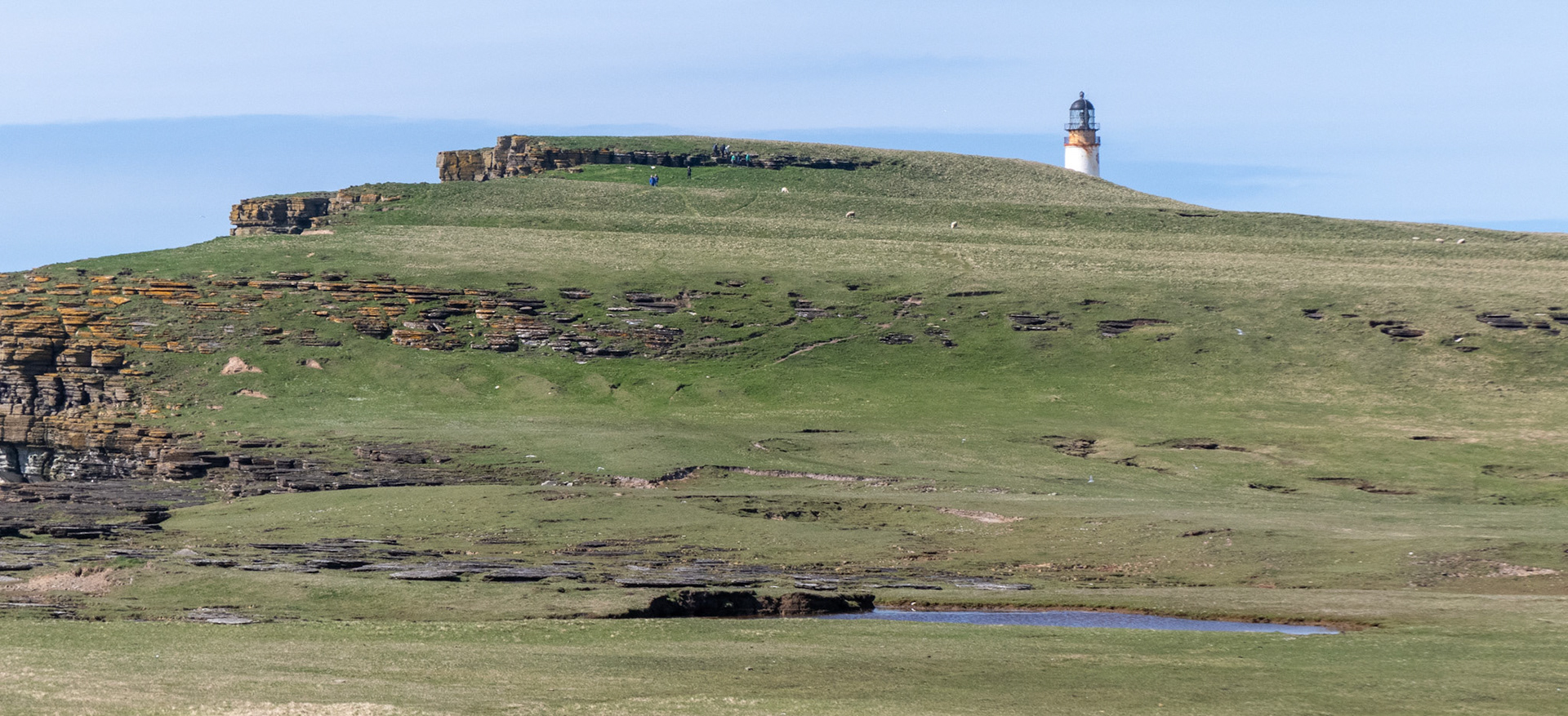 unusual view of a lighthouse