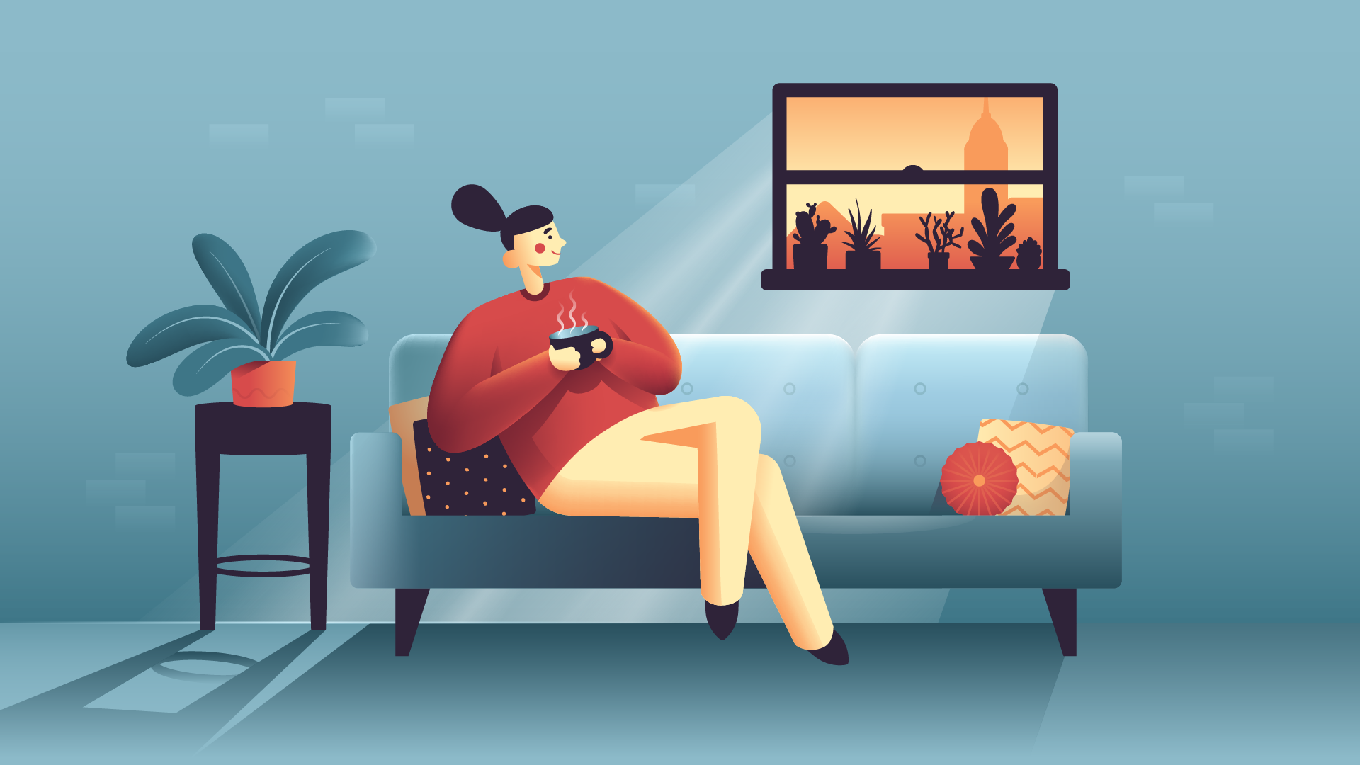 Mornings. Sketched in Procreate, finished in Illustrator