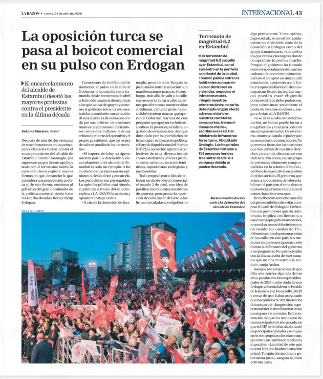 IN THE PRINT EDITION OF LA RAZON (CATALUNA EDITION) ON APRIL 24, 2025.