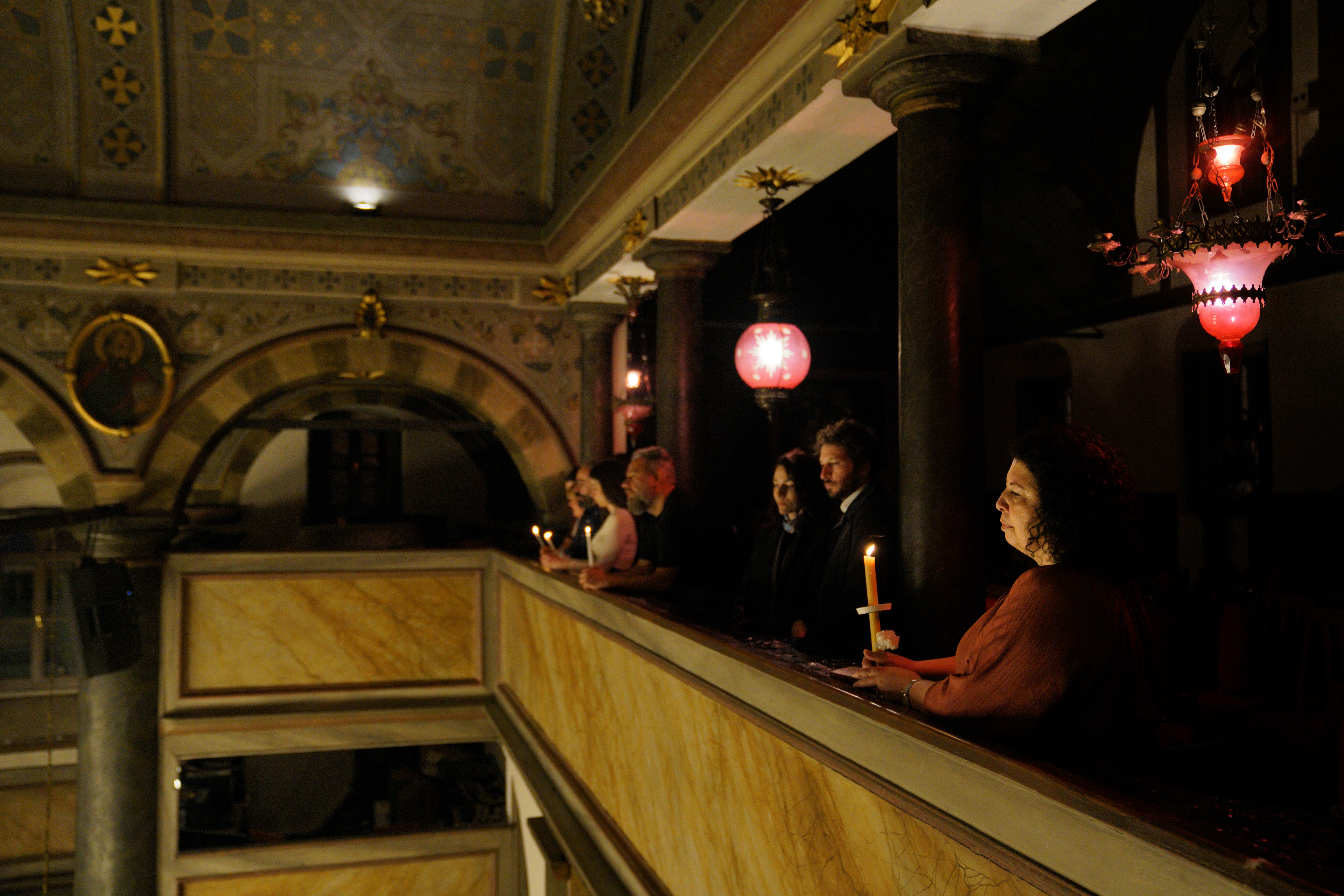 Orthodox faithful attend a Easter Eve Service at the Patriarchal Church of St. George in Istanbul, Turkey, April 19, 2025.