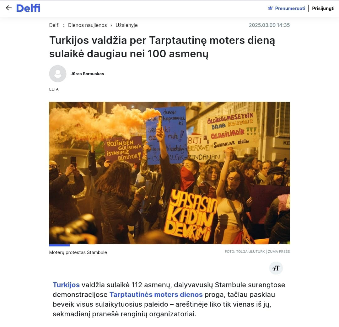 Delfi Lithuania News Site on March 9, 2025