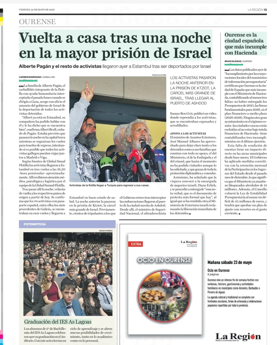 IN THE PRINT EDITION OF THE SPANISH DAILY NEWSPAPER LA REGION ON MAY 22, 2026.