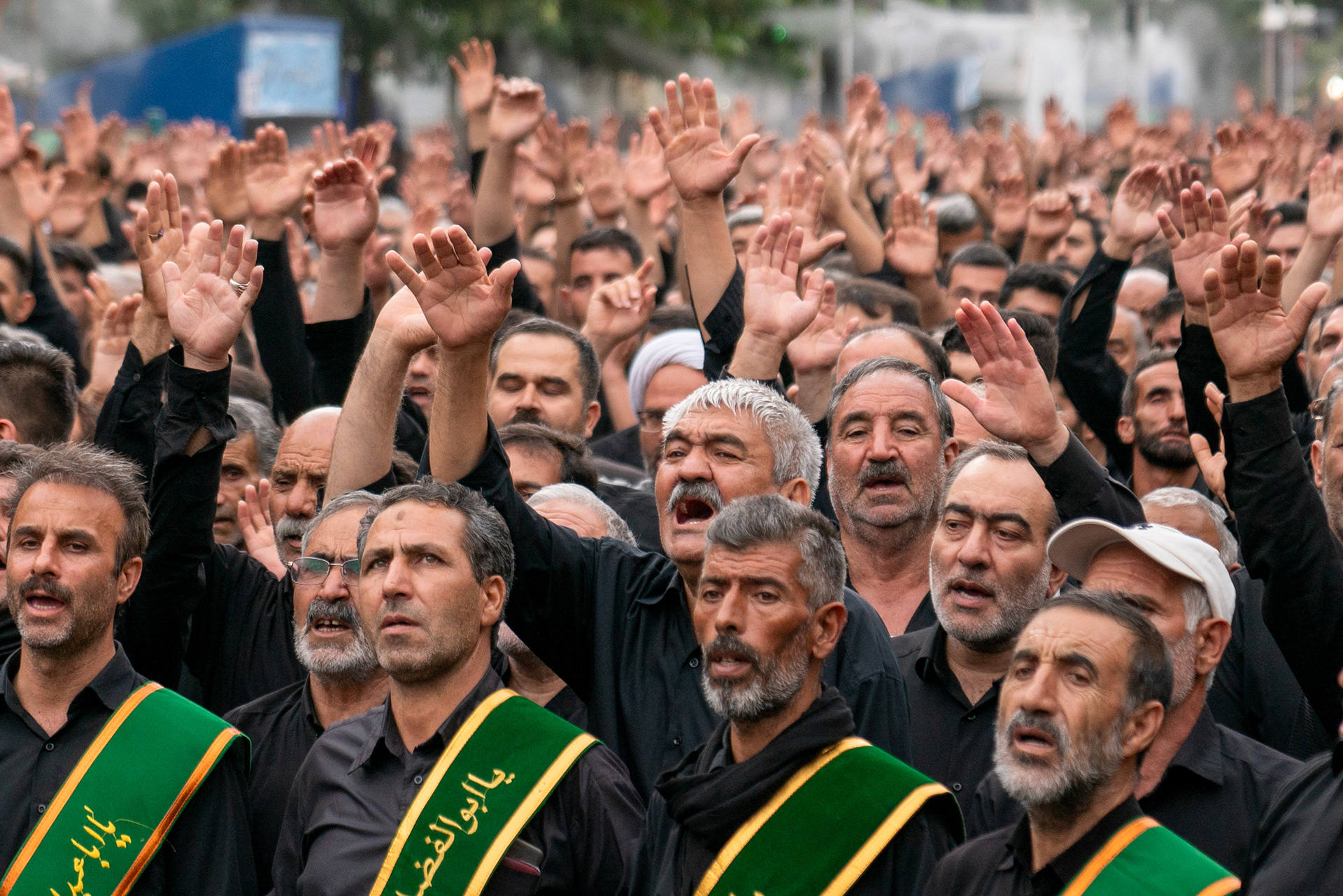 Shiite Muslims in Zanjan, Iran, on July 29, 2023, commemorate Imam Hussein by singing hymns, the day after the Day of Ashura, the 1384th anniversary of the martyrdom of Imam Hussein, the grandson of the Islamic Prophet Muhammad.