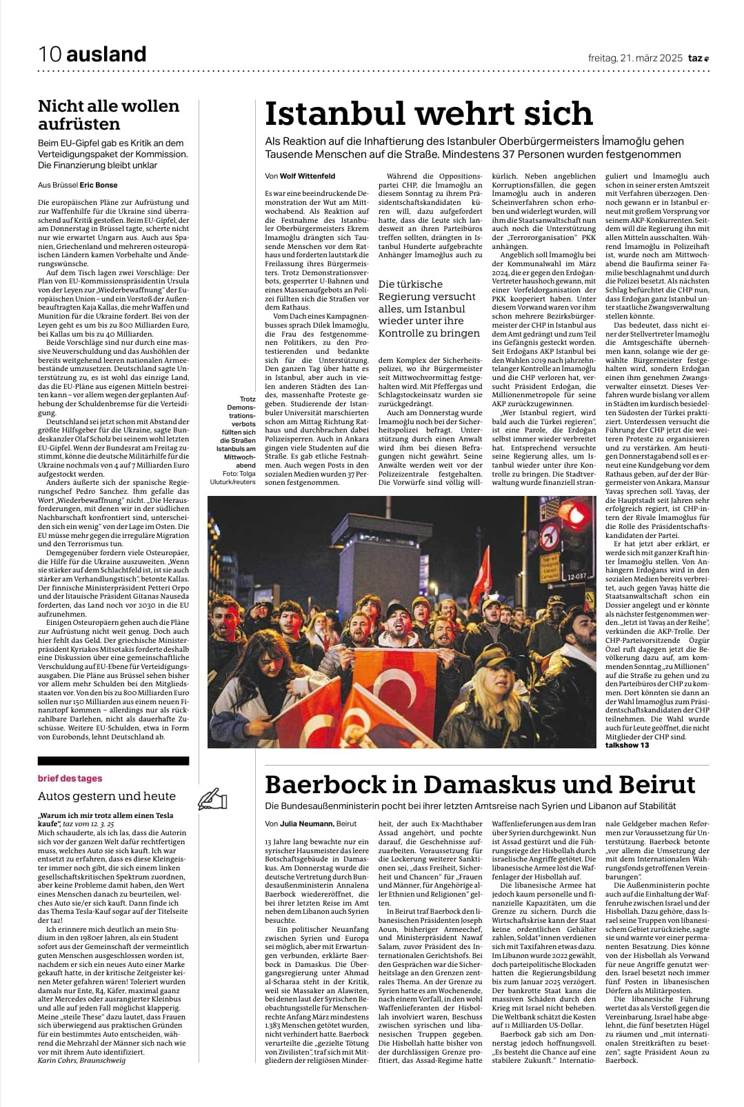 IN THE PRINT EDITION OF DIE TAGESZEITUNG (TAZ) ON MARCH 21, 2025.