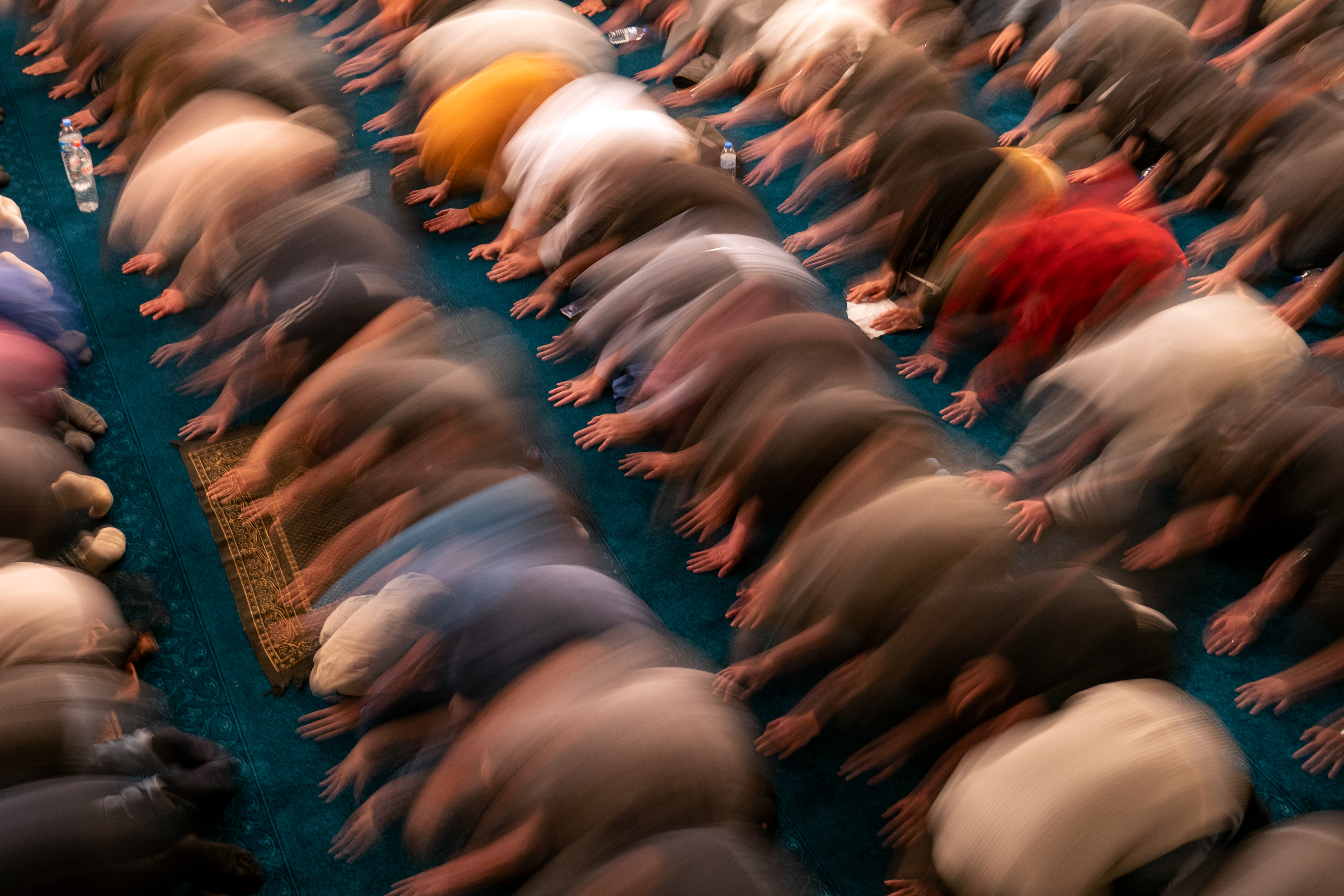 Muslims realize Islam's blessed night of Laylat al-Qadr with to worship and pray at the Hagia Sophia Mosque in Istanbul on April 17, 2023.