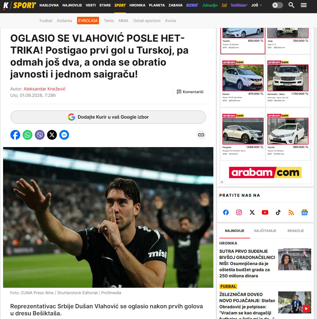 KURIR SPORT ON SEPTEMBER 1, 2026