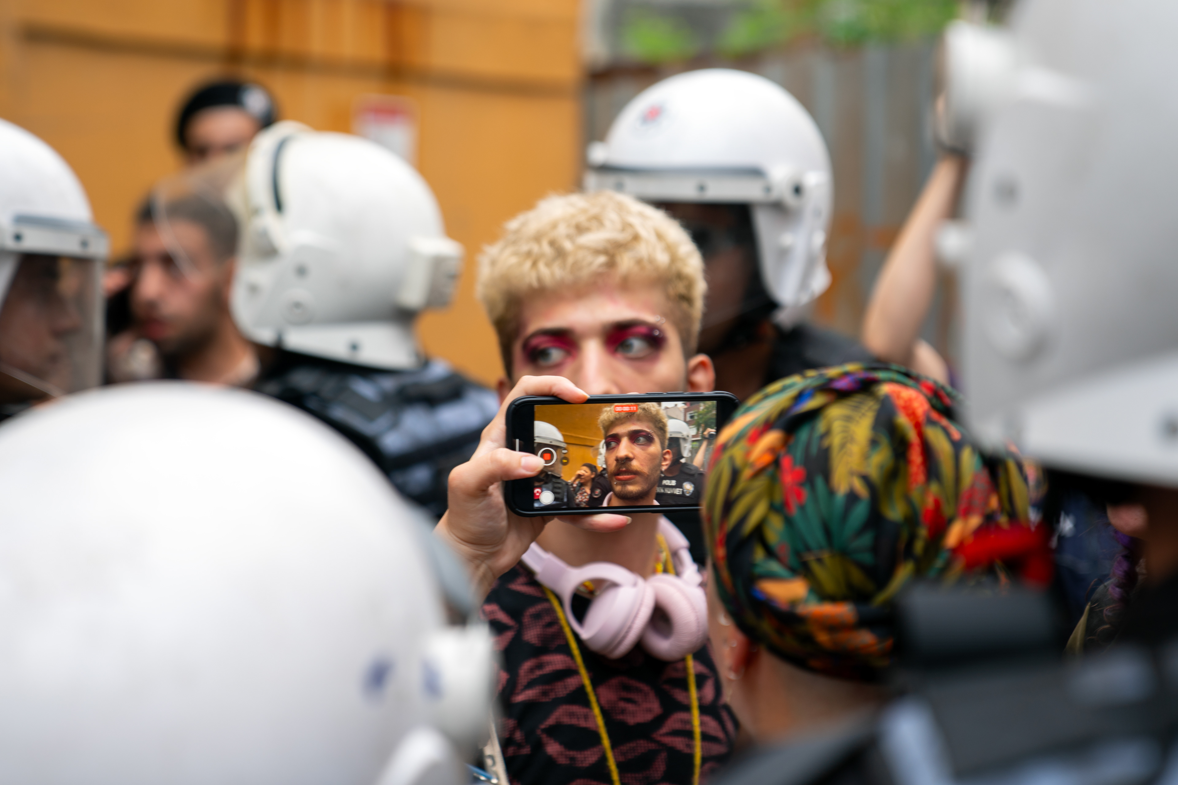 Turkish police blocks the march of supporters of the LGBT community during the ​Trans Pride Parade Istanbul in Istanbul, Turkey on June 18, 2023.