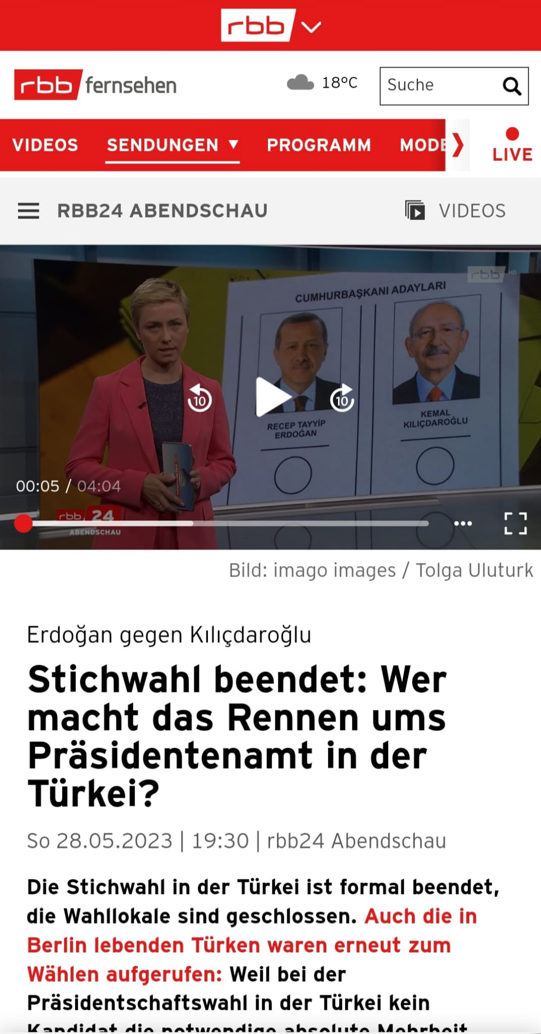 RBB Fernsehen Live Broadcast on May 28, 2023