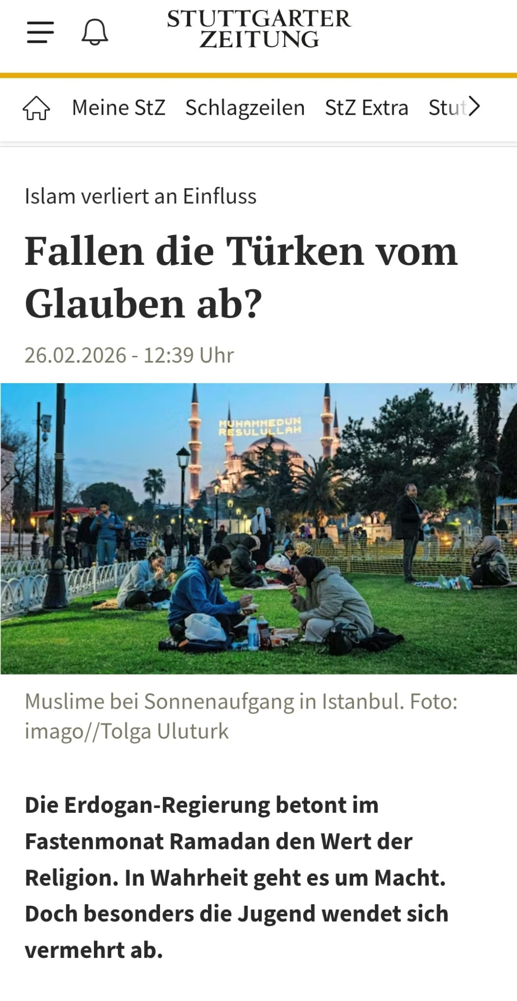 STUTTGARTER ZEITUNG ON FEBRUARY 26, 2026