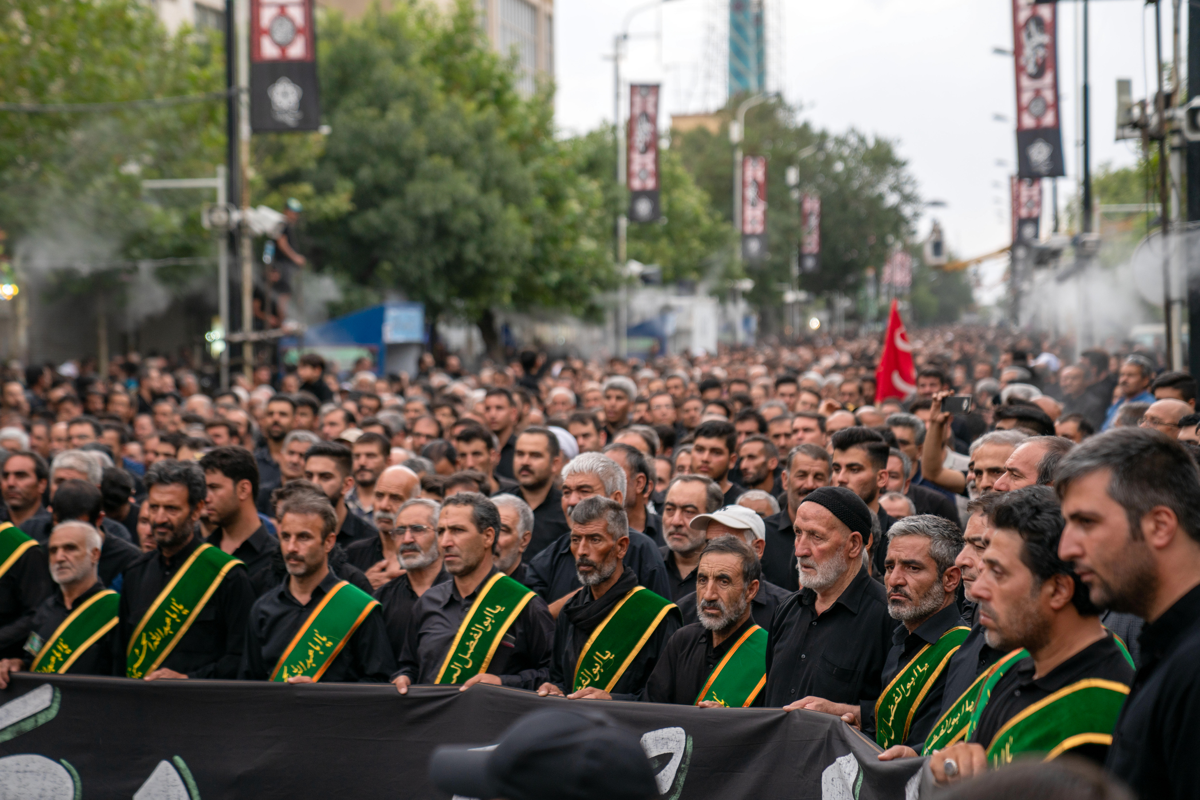 Shiite Muslims in Iran attend commemoration ceremonies in Zanjan Enghelab Square, the day after the Day of Ashura, the 1384th anniversary of Imam Hussein's martyrdom.
