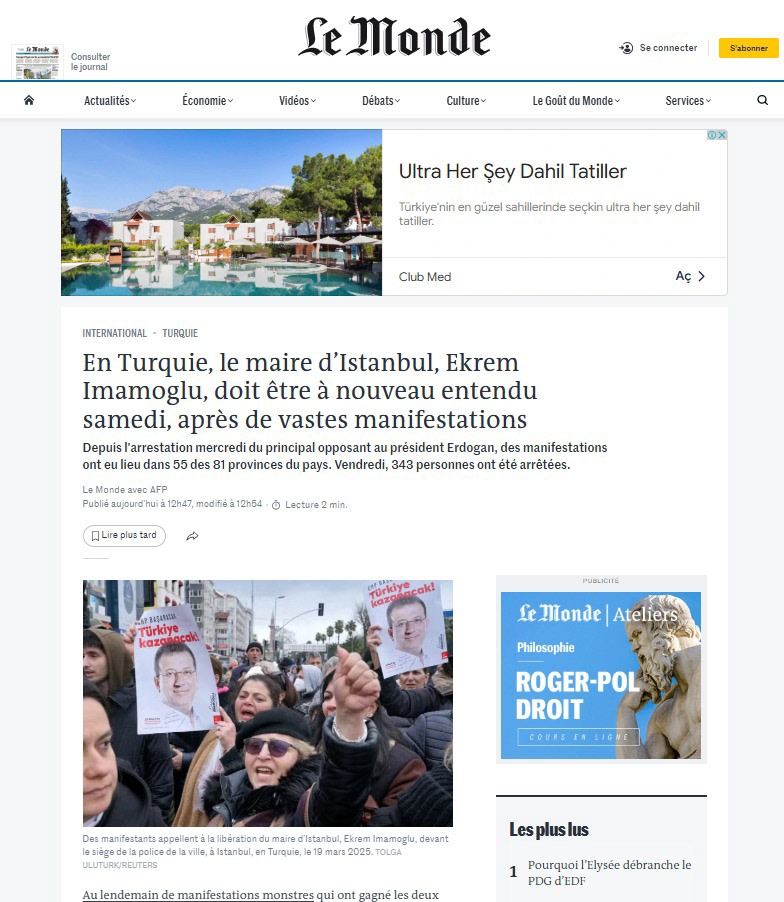 LE MONDE ON MARCH 22, 2025.