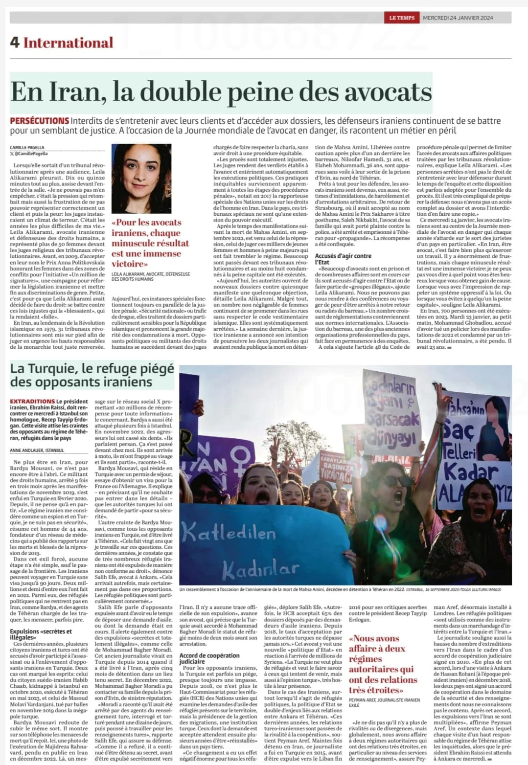 IN THE PRINT EDITION OF LE TEMPS ON JANUARY 24, 2024