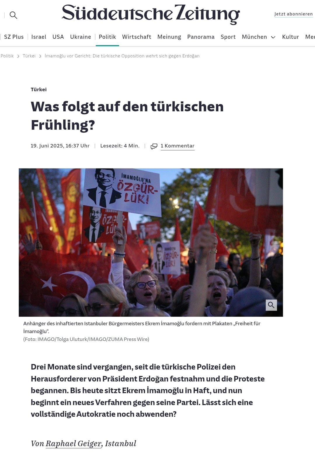 SUDDEUTSCHE ZEITUNG ON JUNE 19, 2025