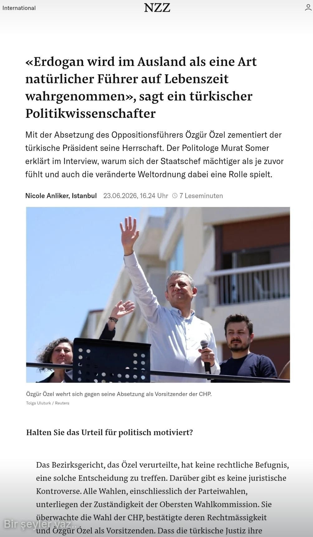 NEUE ZURCHER ZEITUNG (NZZ) ON JUNE 23, 2026