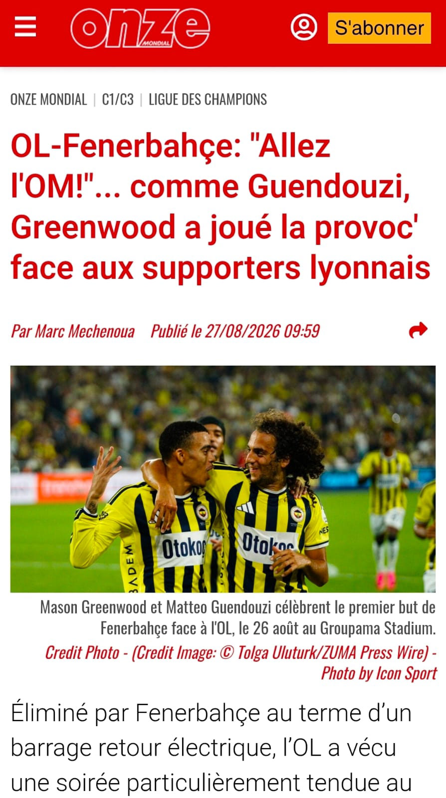 ONZE MONDIAL ON AUGUST 27, 2026