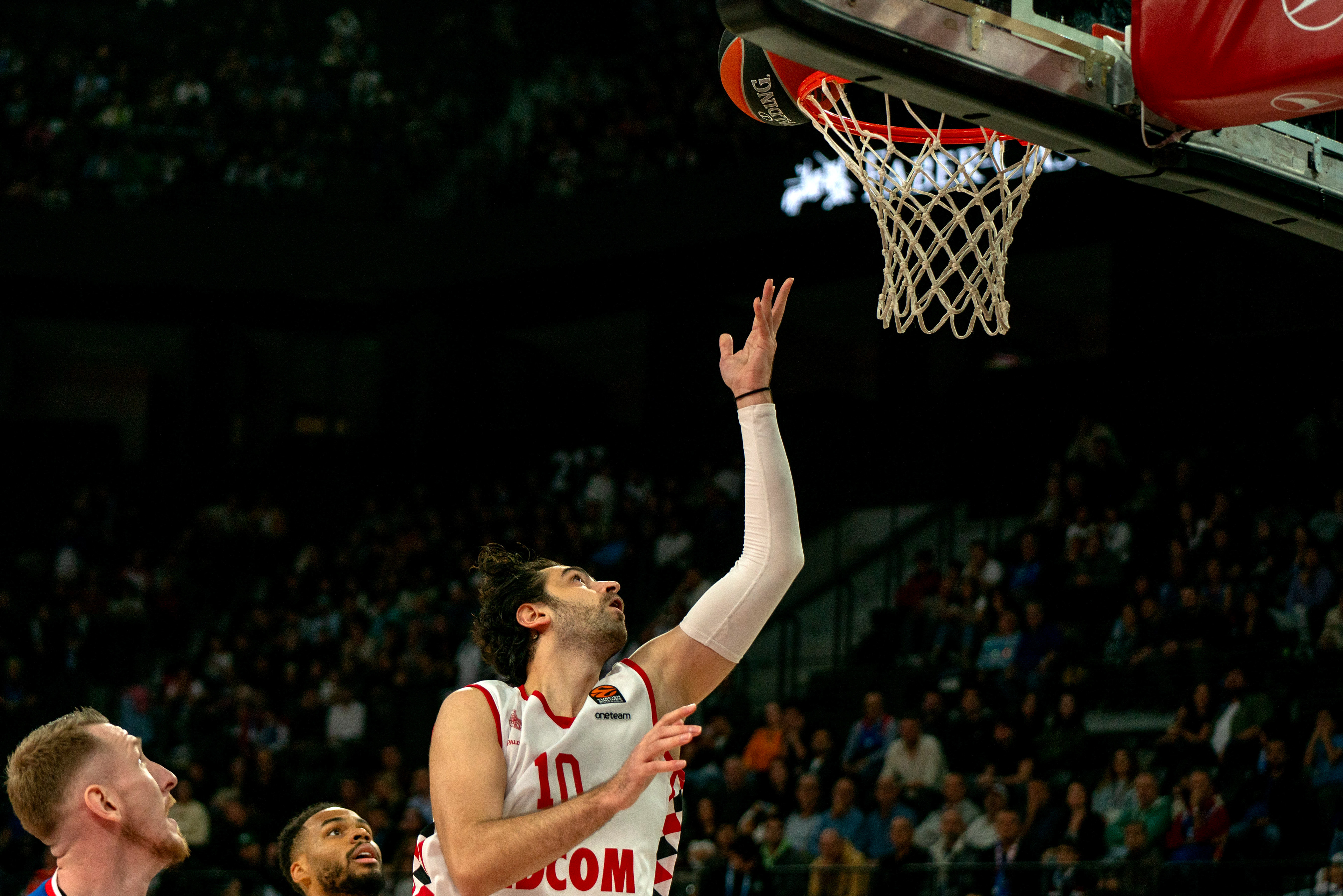 Furkan Korkmaz (C) of Monaco in shoots a point during the EuroLeague Basketball match between Anadolu Efes vs Monaco in Istanbul, Turkey on November 8 2024.