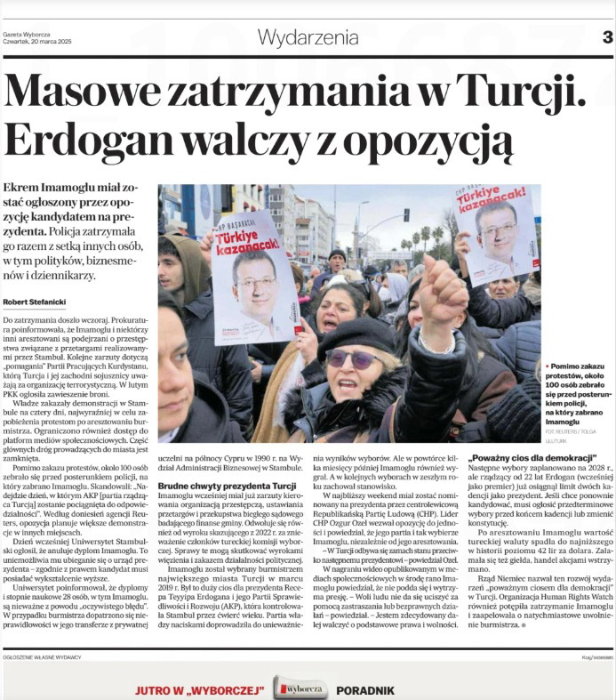IN THE PRINT EDITION OF THE GAZETA WYBORCZA ON MARCH 20, 2025.