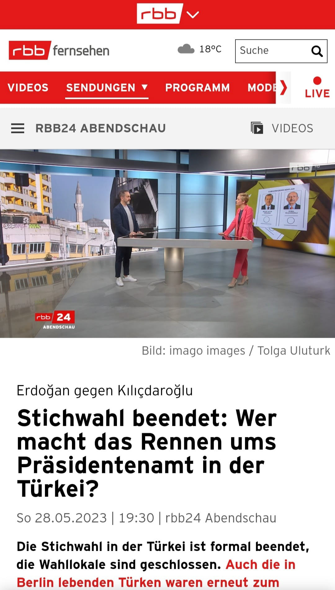 RBB Fernsehen Live Broadcast on May 28, 2023