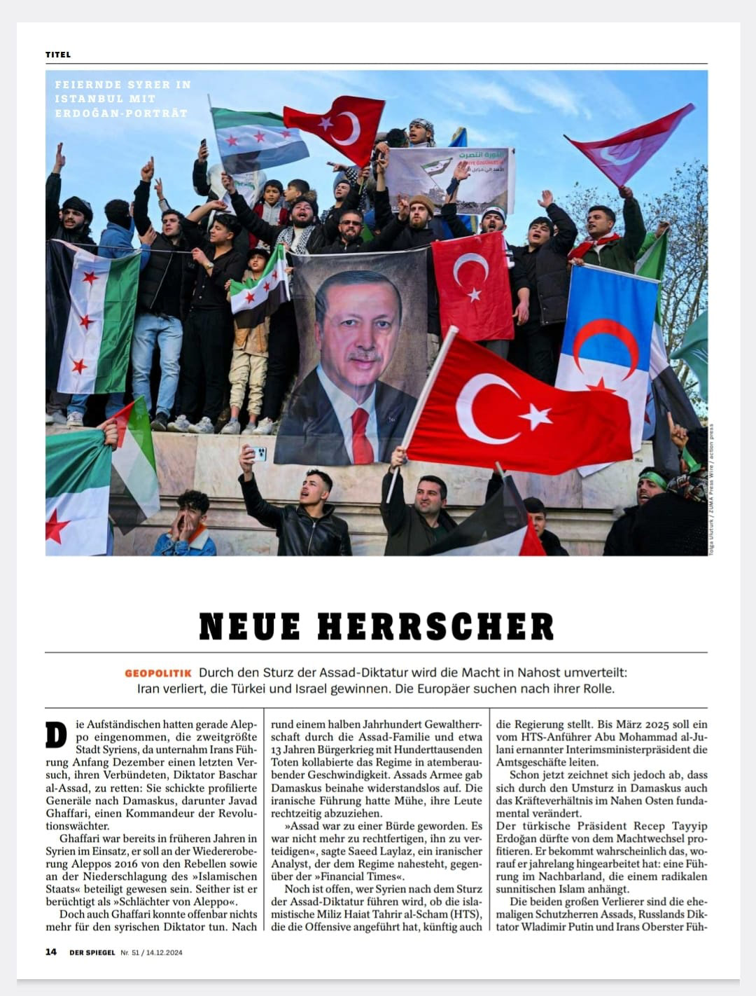 IN THE PRINT EDITION OF DER SPIEGEL ON DECEMBER 14, 2024.