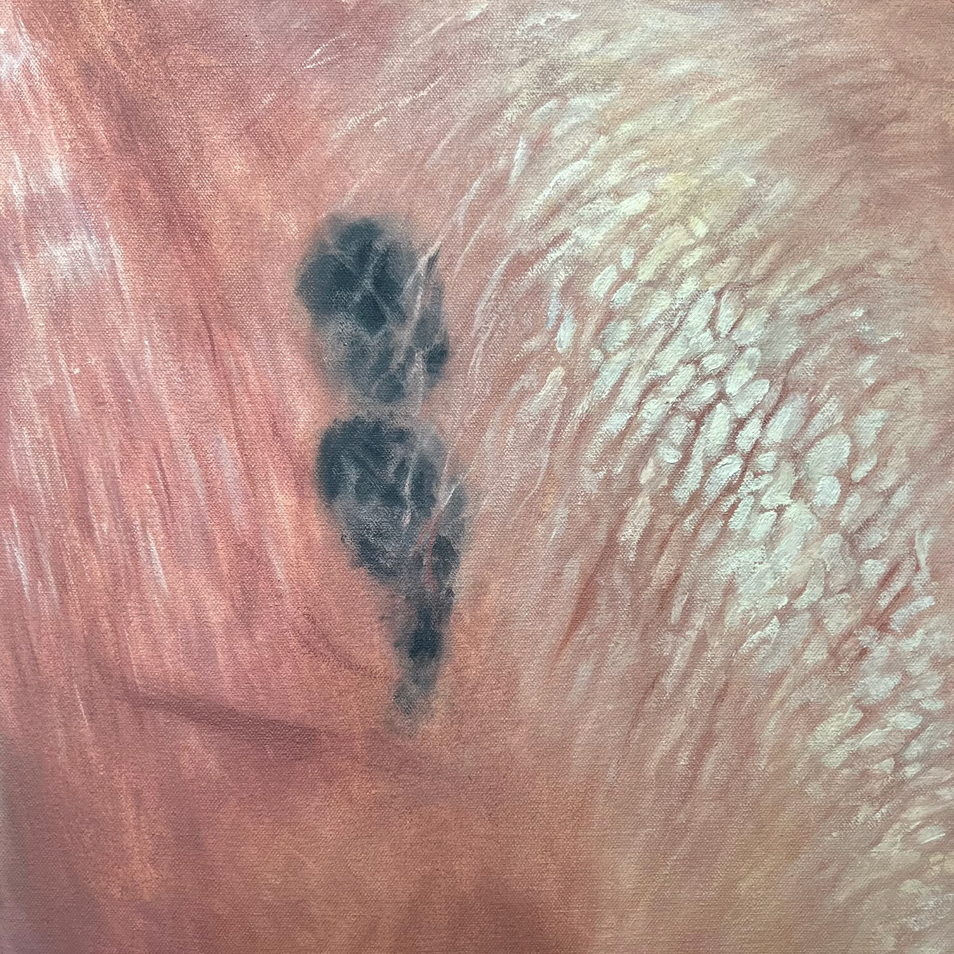 ; on my right hand, Skin Series 2024, 13"x14" oil on canvas