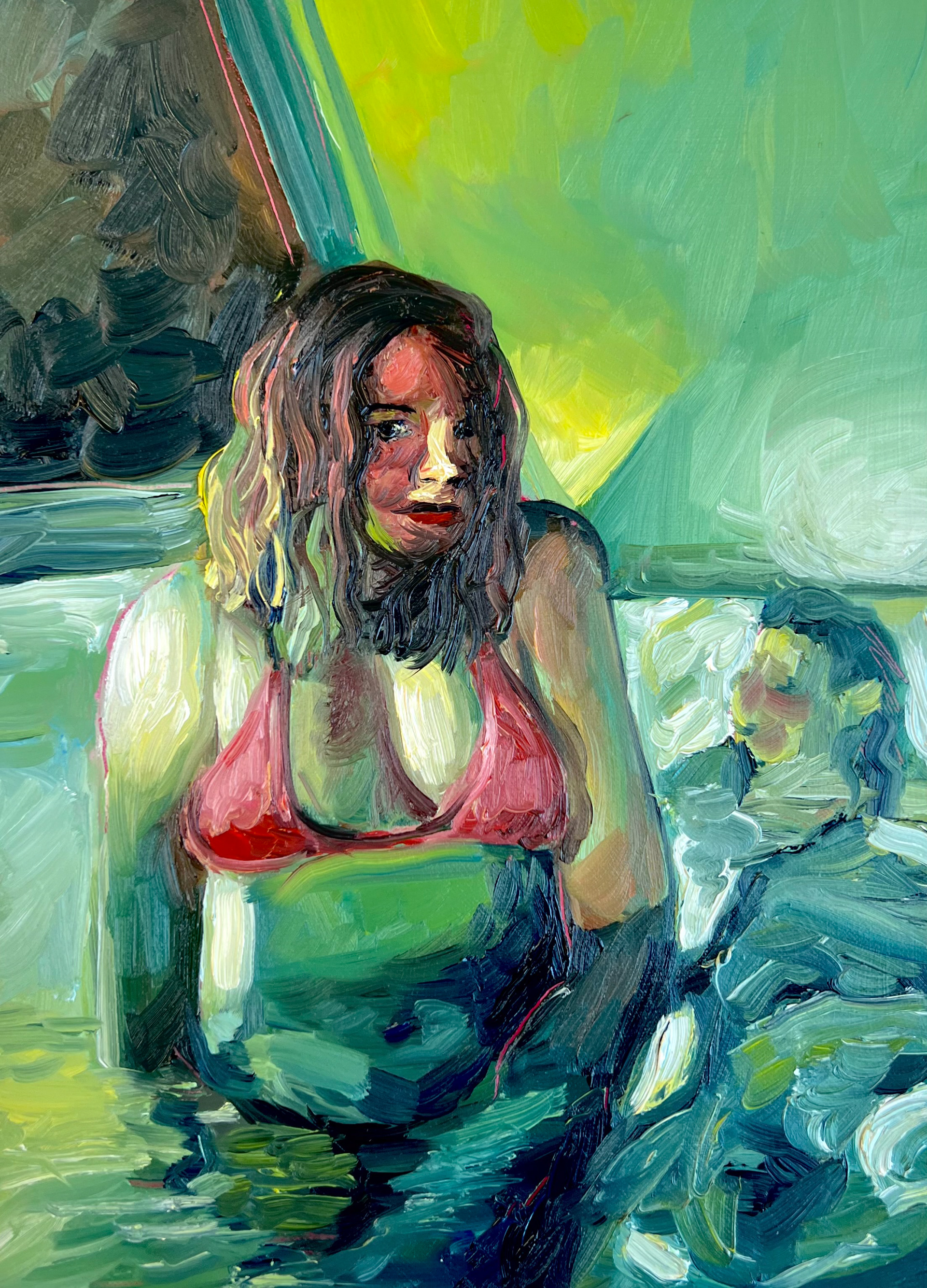 Hot Tub I 2023, oil on paper