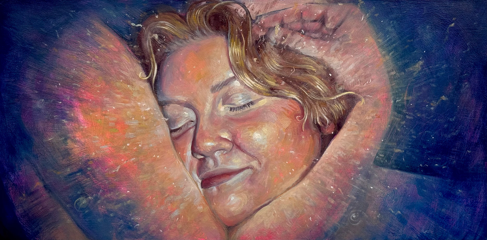 Embrace 2025, 12"x24" oil and acrylic on wood