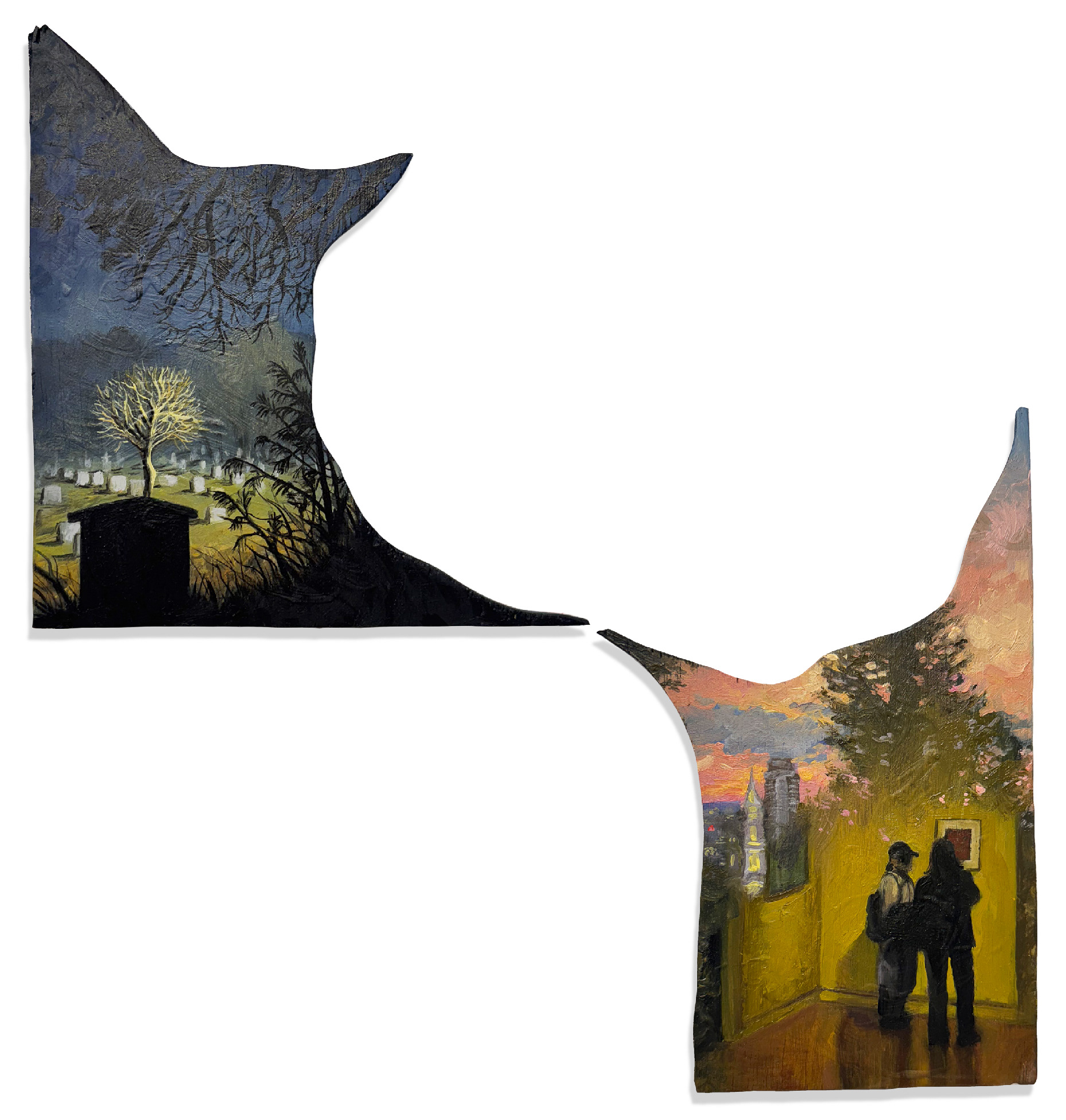 The Gap (Memories, Moments) 2025, acrylic and oil on wood