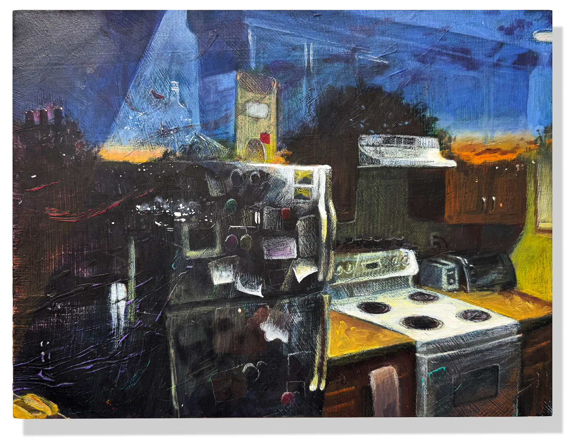 Arnold 2025, acrylic, oil, and colored pencil on wood