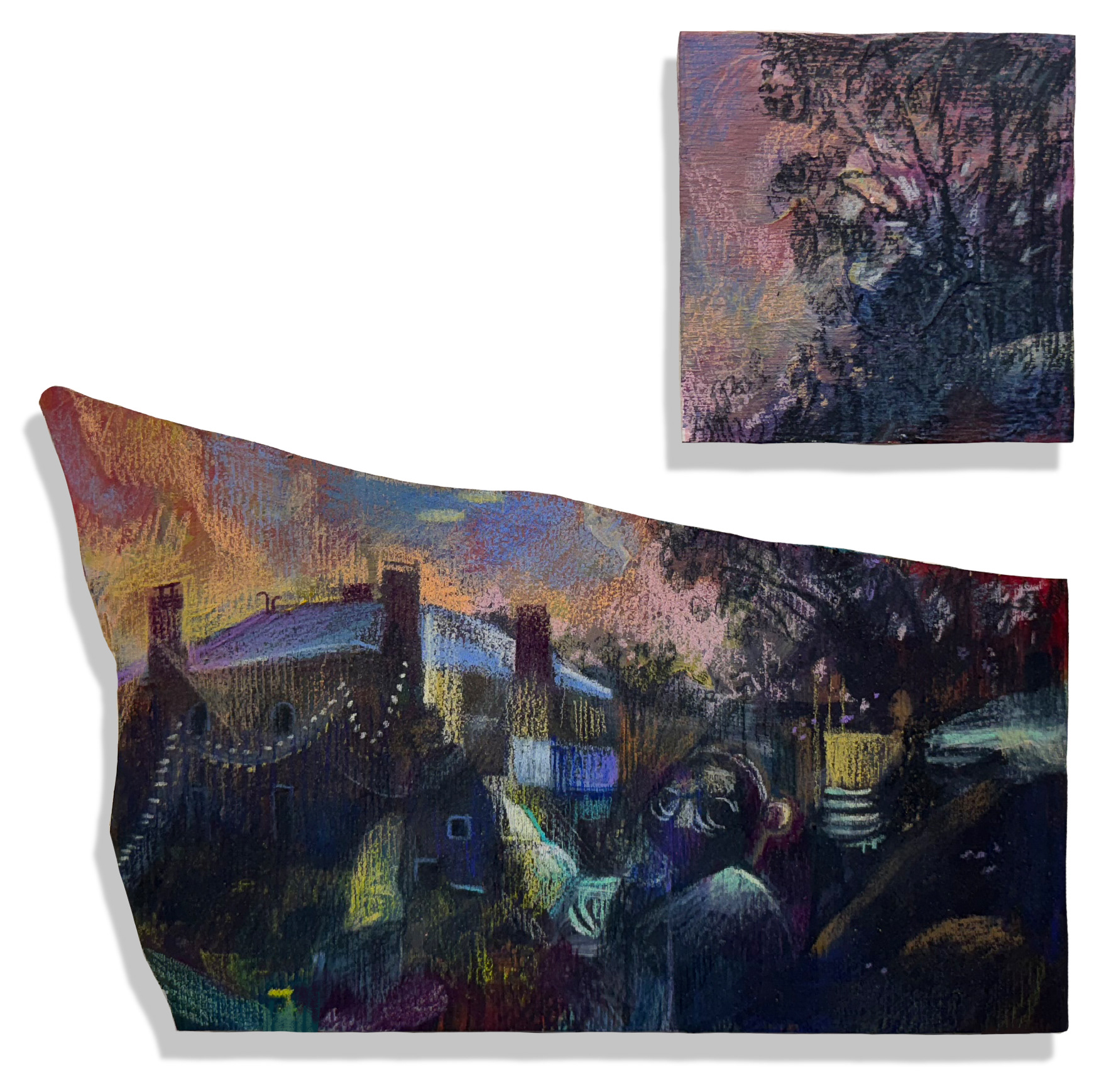 Emma 2025, acrylic, oil, and colored pencil on wood