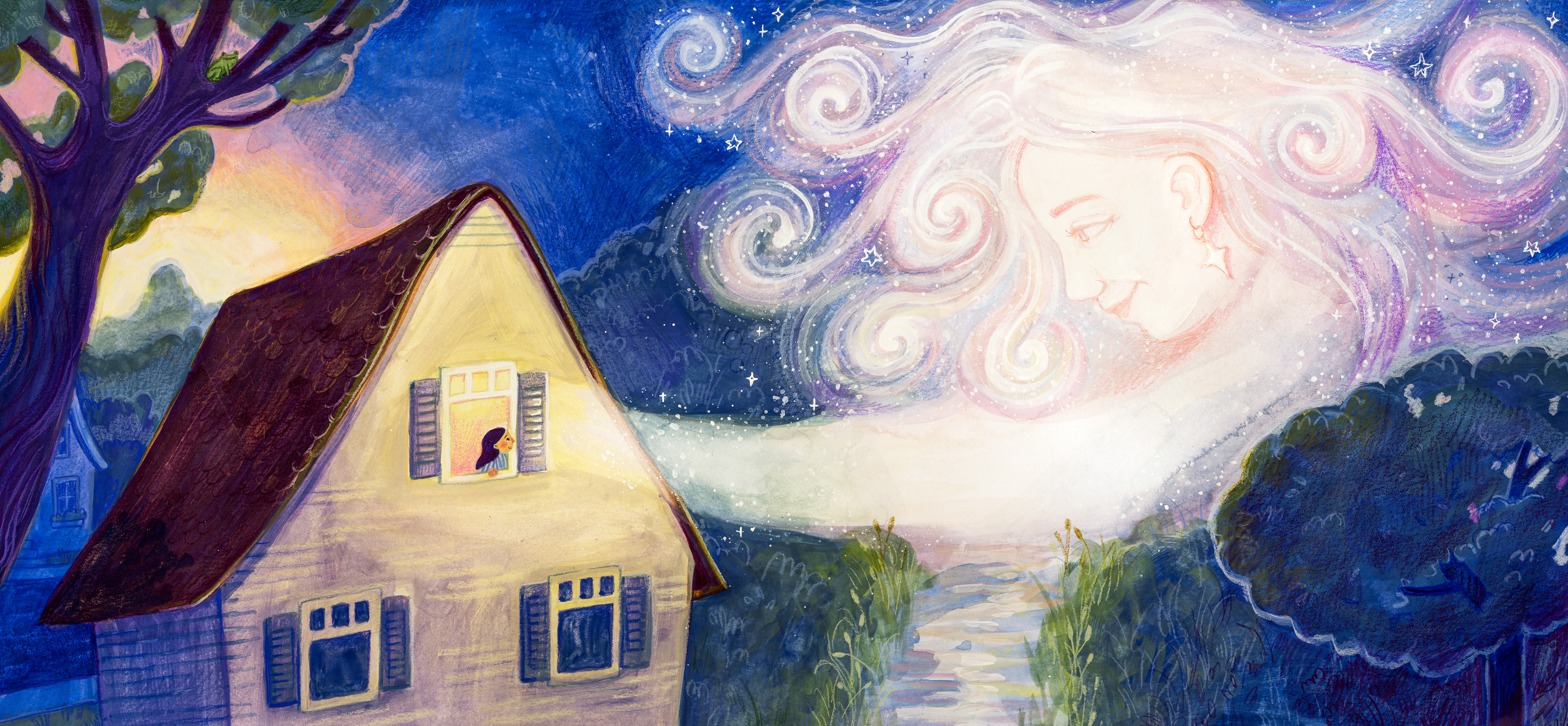 Nova's Sky Full of Love 2025, gouache and colored pencil