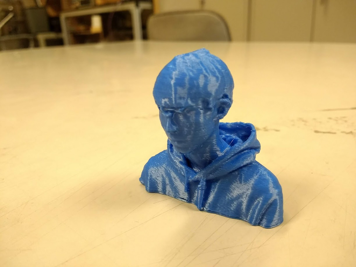 3D printed statuette of myself from model collected by 3D scanner