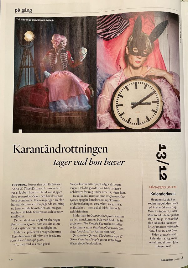 Article from art magazine "Vi" about the pandemic self portrait project "Quarantine Queen".